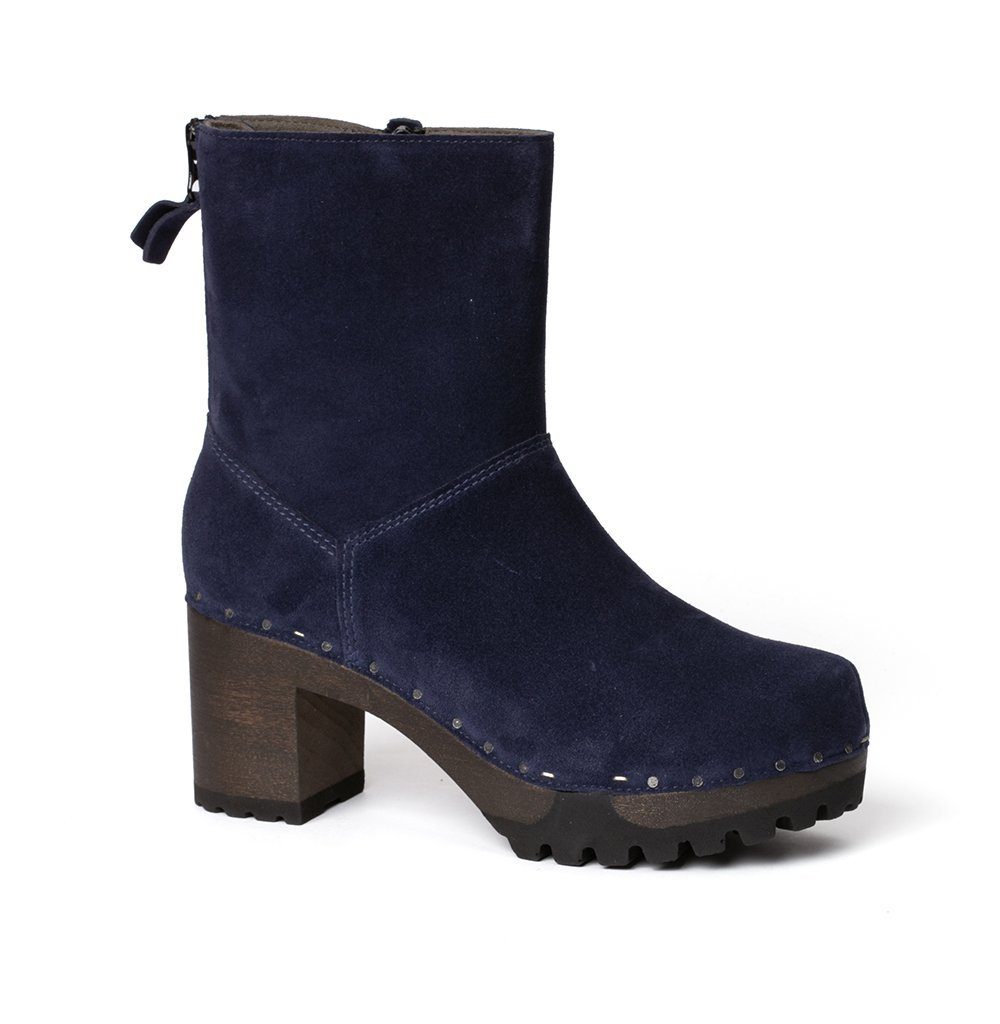 OLYMPIA Kaschmir midnight (dunkel), Winter, Holz, Clogs, Damen, bequem Stiefelette