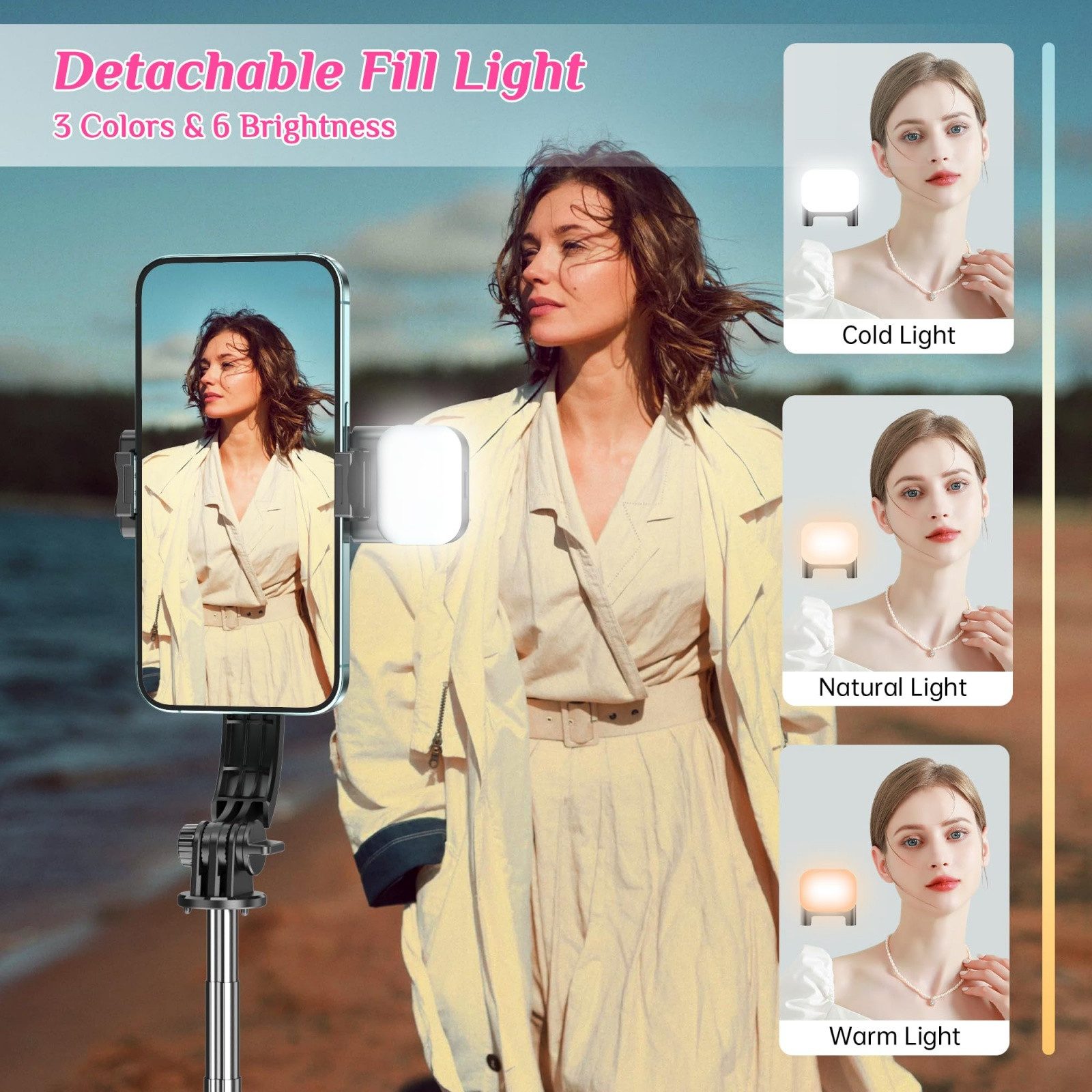 Bundviel Selfie-Stick Teleskopstativ Telefonhalter – Schwarz Selfie-Stick Klemmstativ – Bild 2 von 5