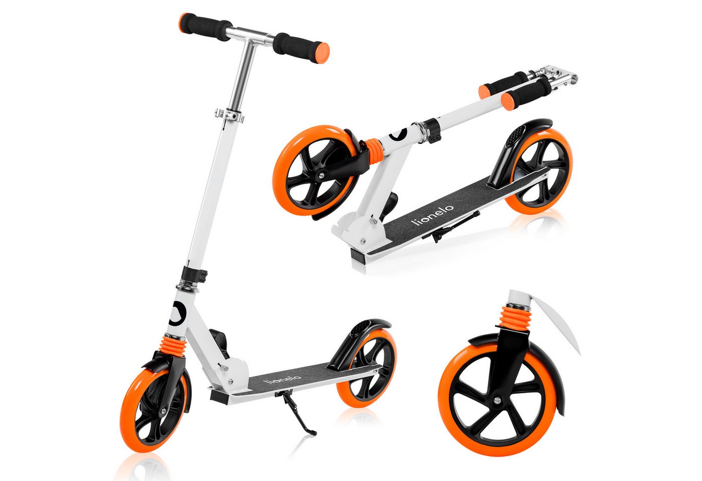 lionelo Cityroller LUCA, (Tretroller), Stoßdämpfer Rollen 200mm Kugellager ABEC7 klappbar Alu