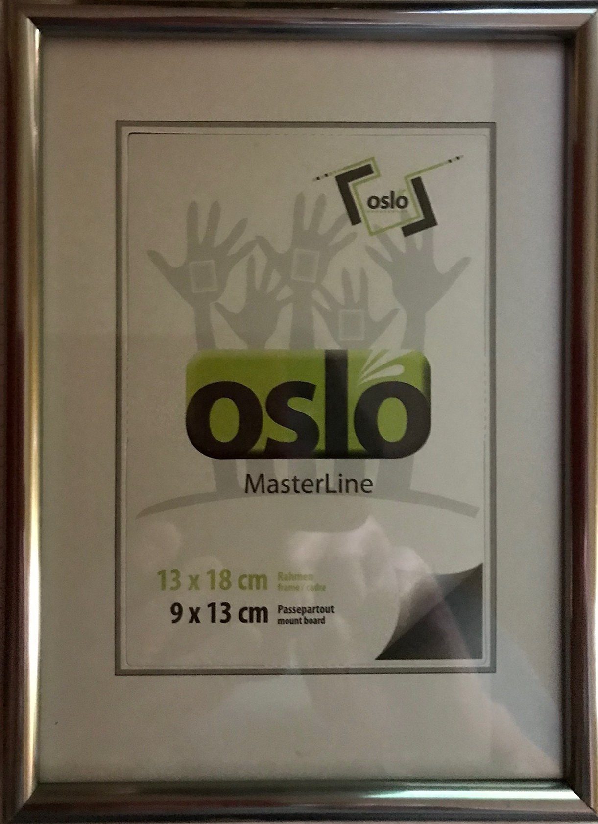 Oslo MasterLine Portraitrahmen Bilderrahmen Kunststoff Becker & Hach Echtglas schmales Profil FSC, {9x13} {10x15} {13x18} {15x20}, FH 13 x 18 cm stahl / dunkelgrau, mit stabilem Aufsteller