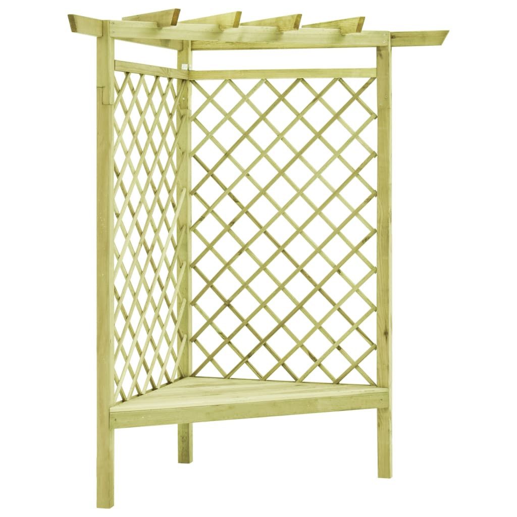 furnicato Pergola Eck-Gartenpergola mit Sitzbank 130x130x197 cm Grün aus imprägniertem, (1-tlg)