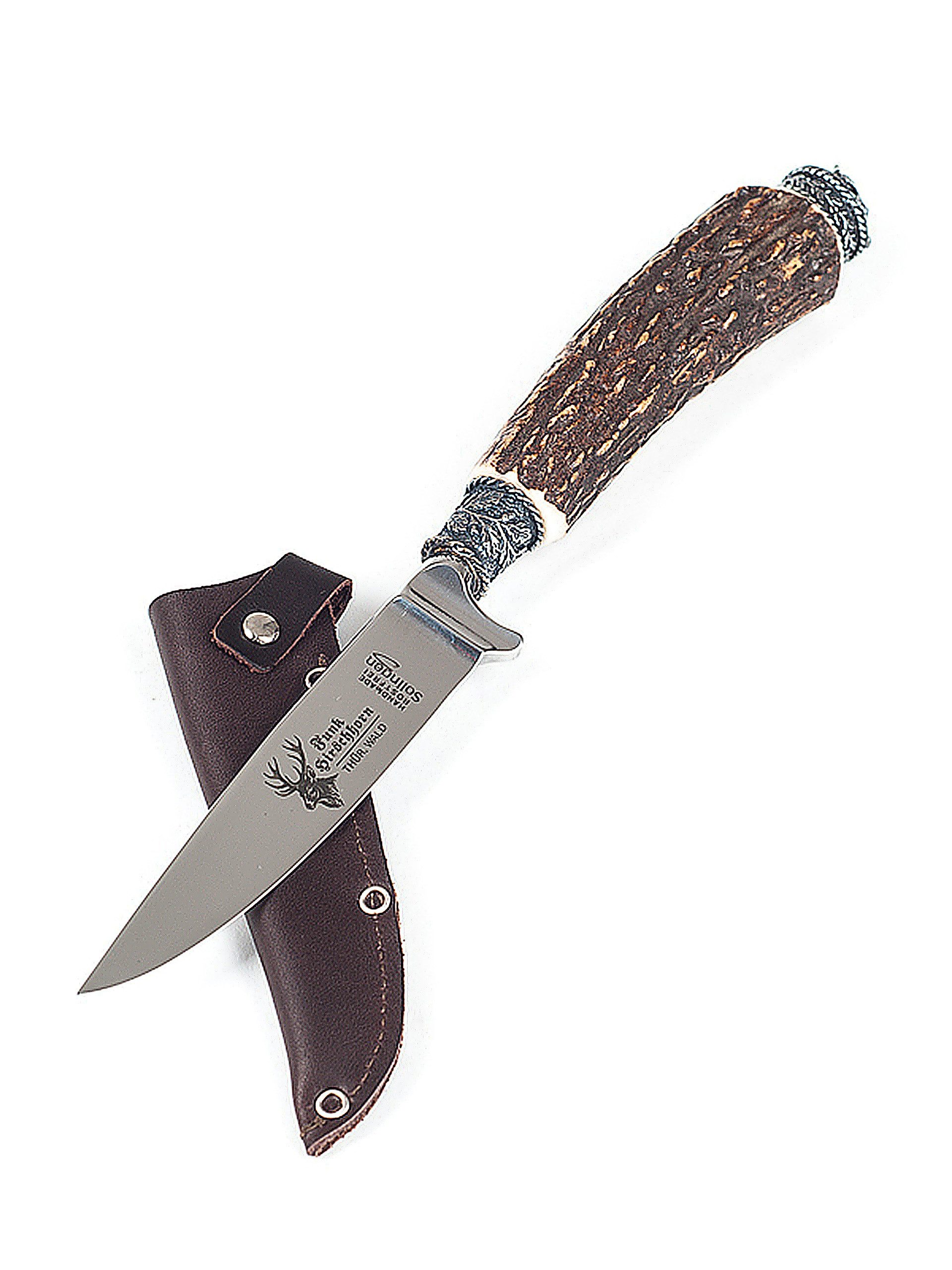Almbock Taschenmesser Handgefertigtes Hirschhorn Jagdmesser Trachtenmesser mit Grandl, (1 St)