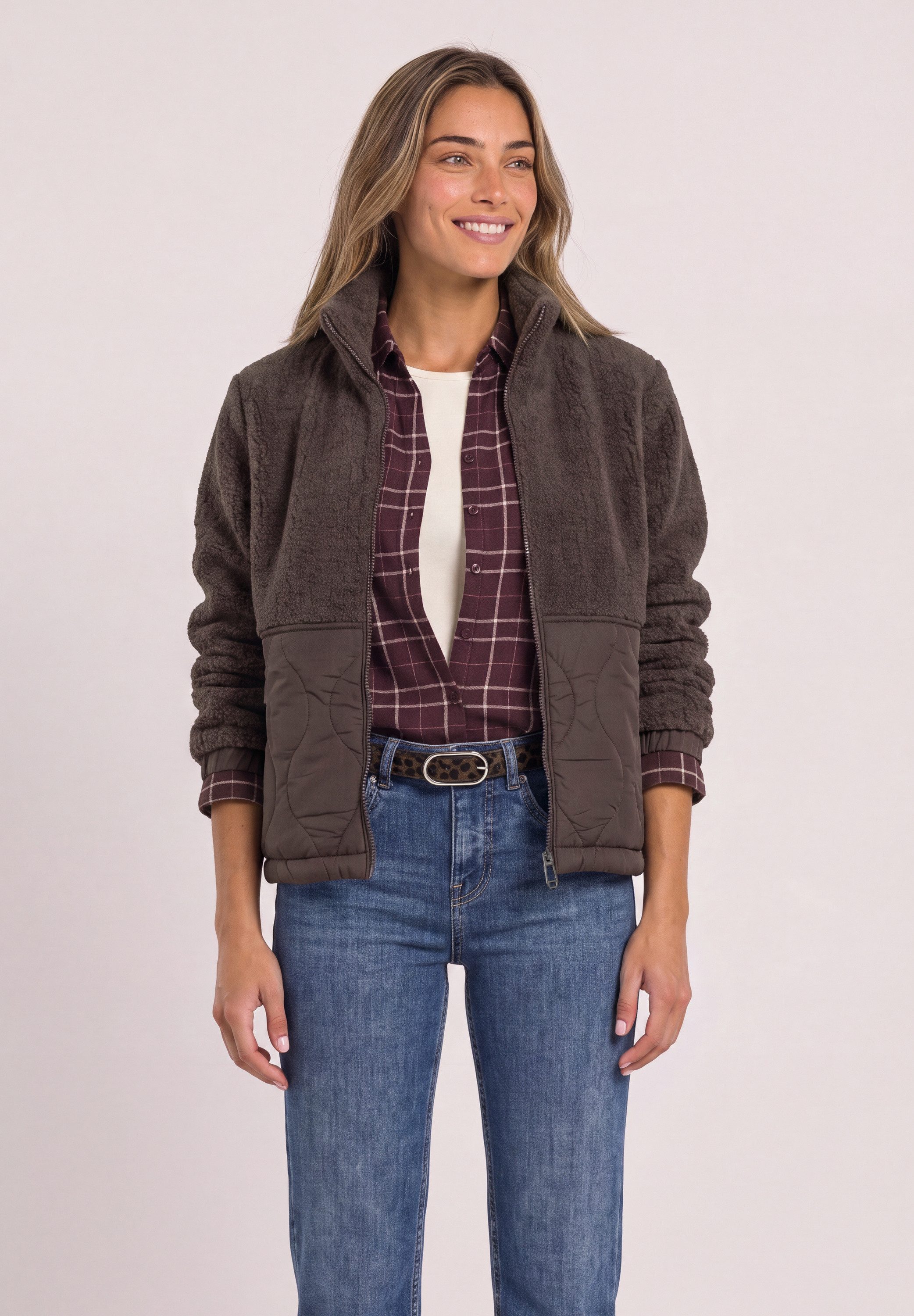 STREET ONE Fellimitatjacke mit Tunnelzugsaum