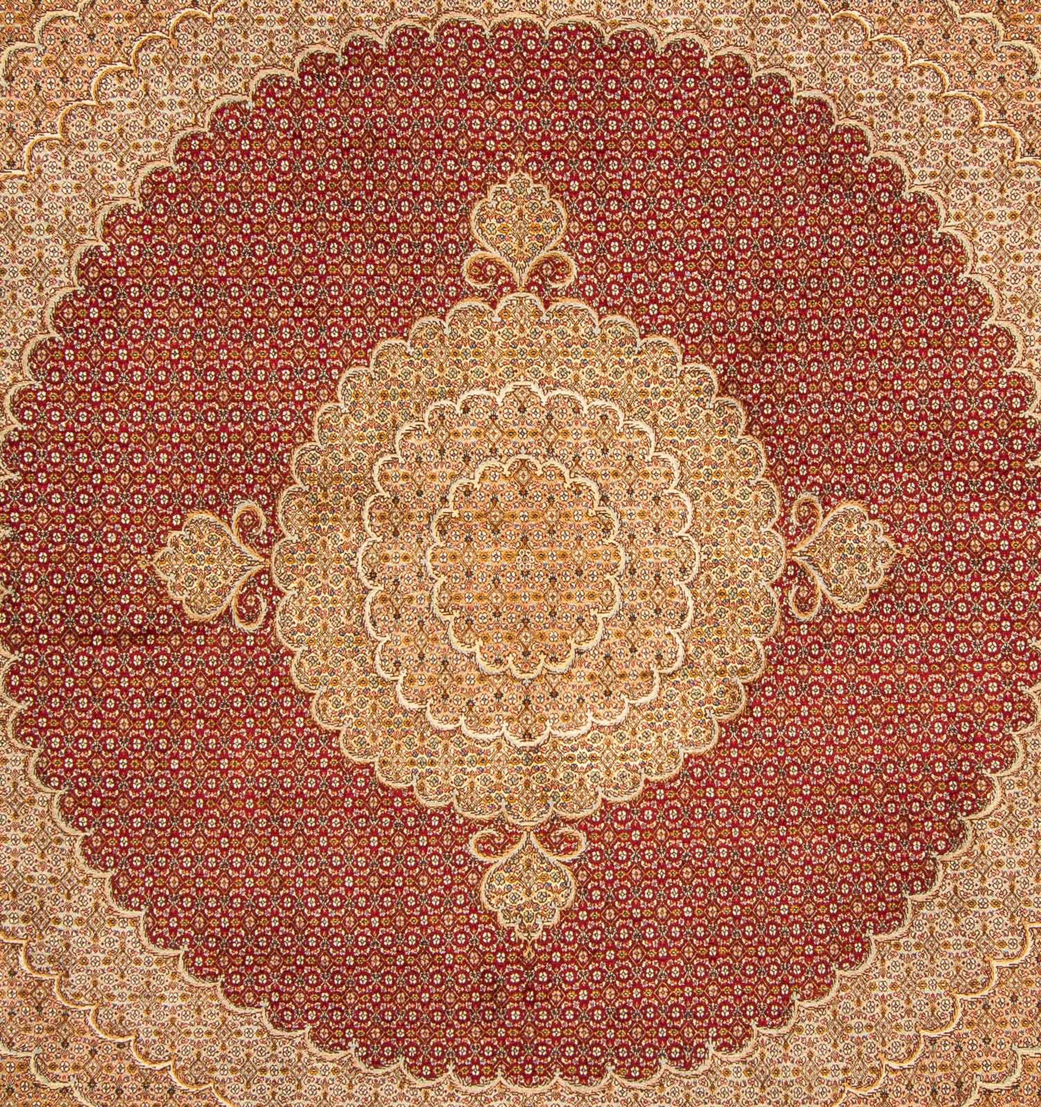 Orientteppich Perser - Täbriz quadratisch Handgeknüpft, mm, cm 10 morgenland, Höhe: mit 248 x Wohnzimmer, quadratisch, dunkelrot, - 246 Zertifikat Einzelstück 