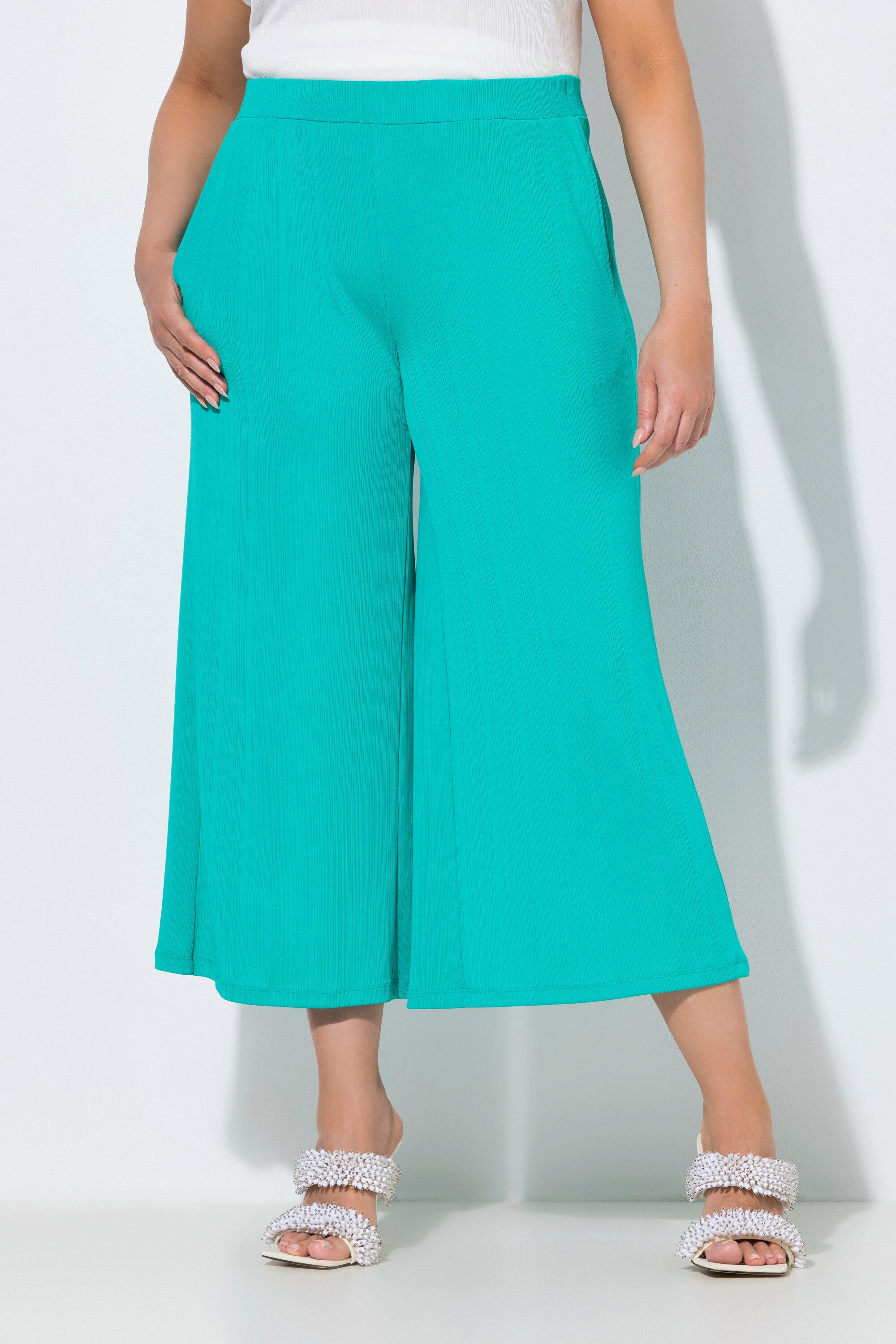 Ulla Popken Funktionshose Culotte Struktur wadenlang gerades Bein
