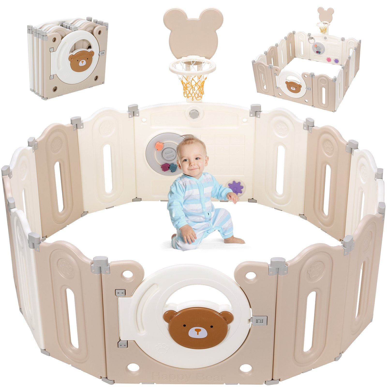 TLGREEN Laufgitter Baby Laufstall XXL,143×143×64cm, Faltbar günstig online kaufen