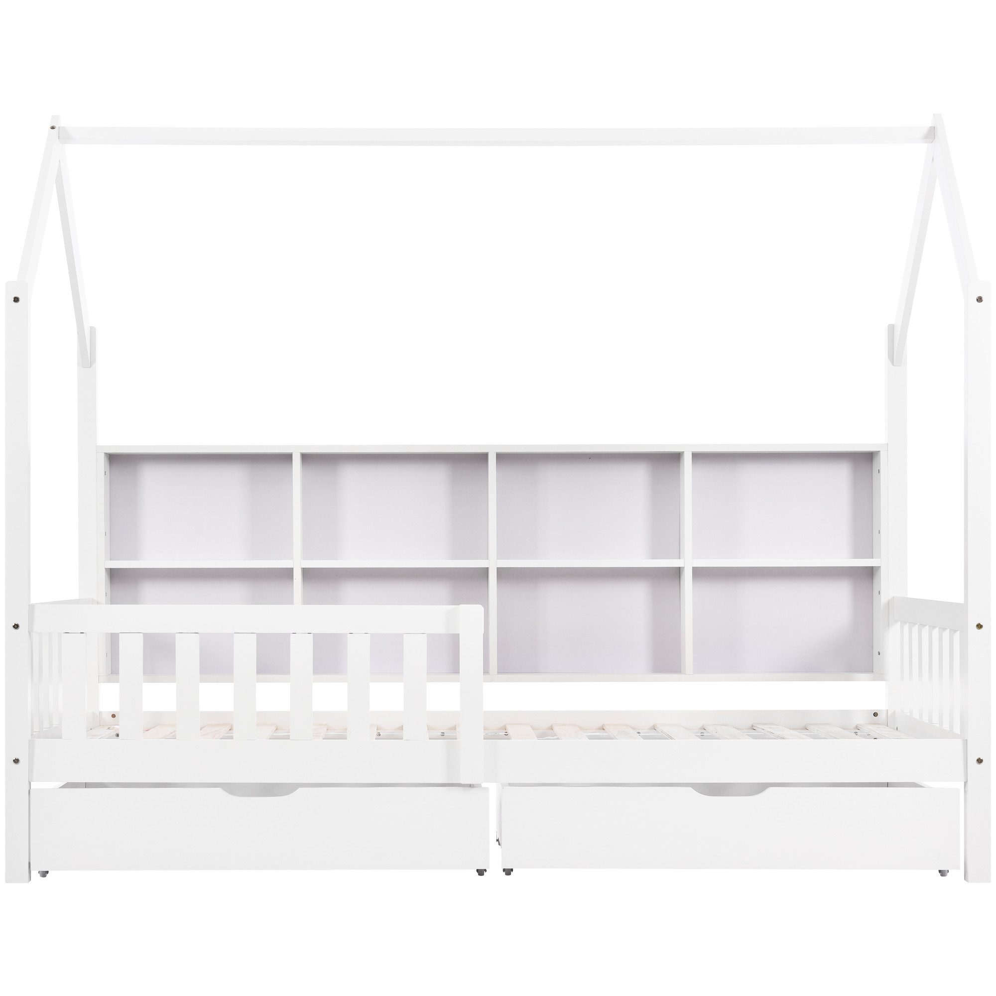 ANYSUN Bett Kinderbett mit Mehrzweck-Bücherregal-Speichergitter-Kabinett (Set, Bett), Hausbett