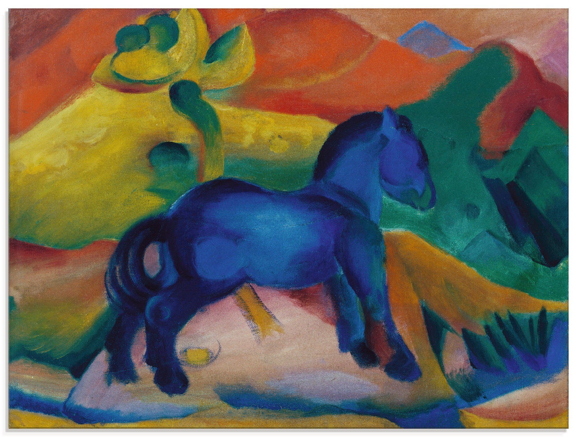 (1 Größen 1912., Glasbild Artland St), verschiedenen Blaues Pferdchen in Tiere Kinderbild.