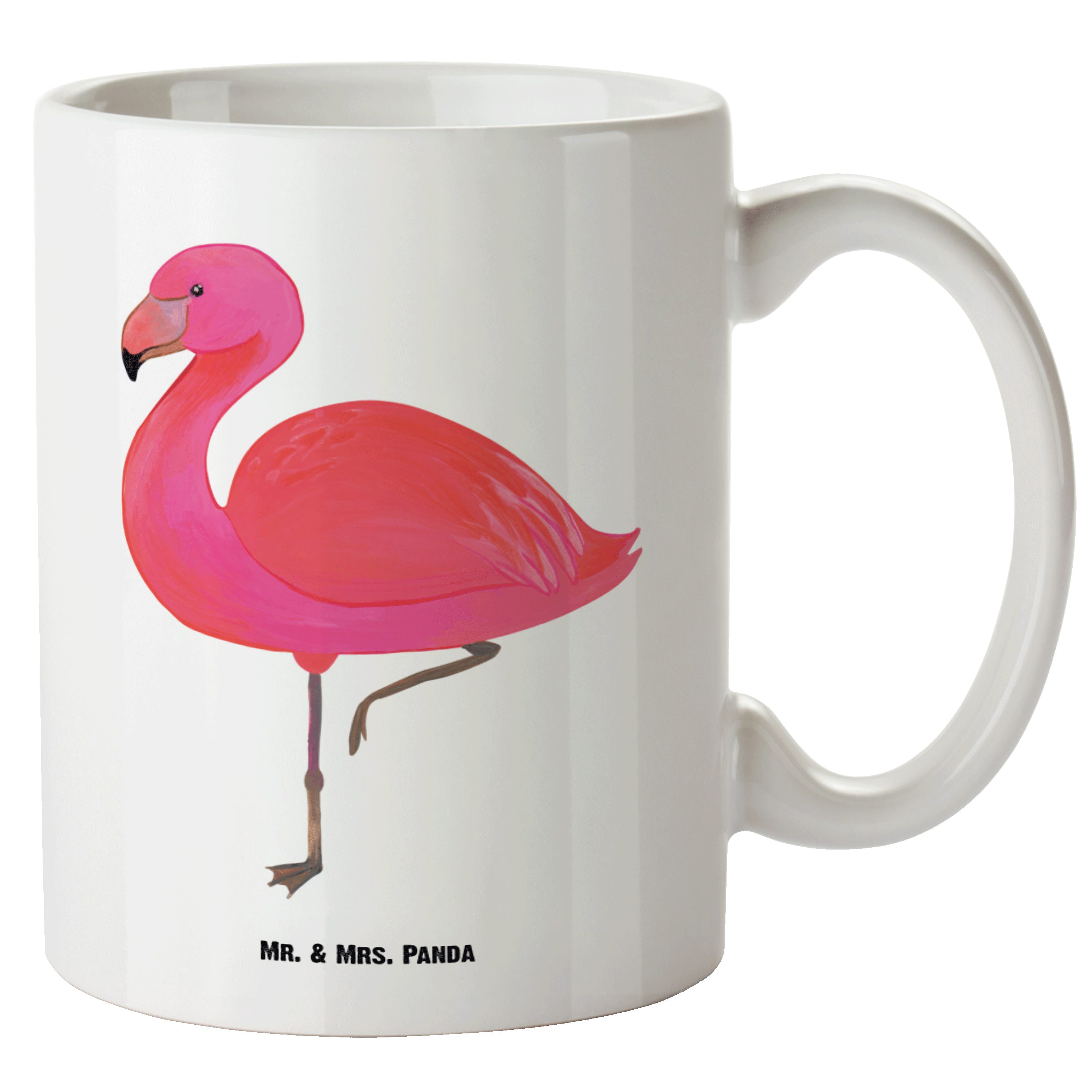 Mr. & Mrs. Panda Tasse Flamingo classic - Weiß - Geschenk, Große Tasse, einzigartig, XL Bech, XL Tasse Keramik