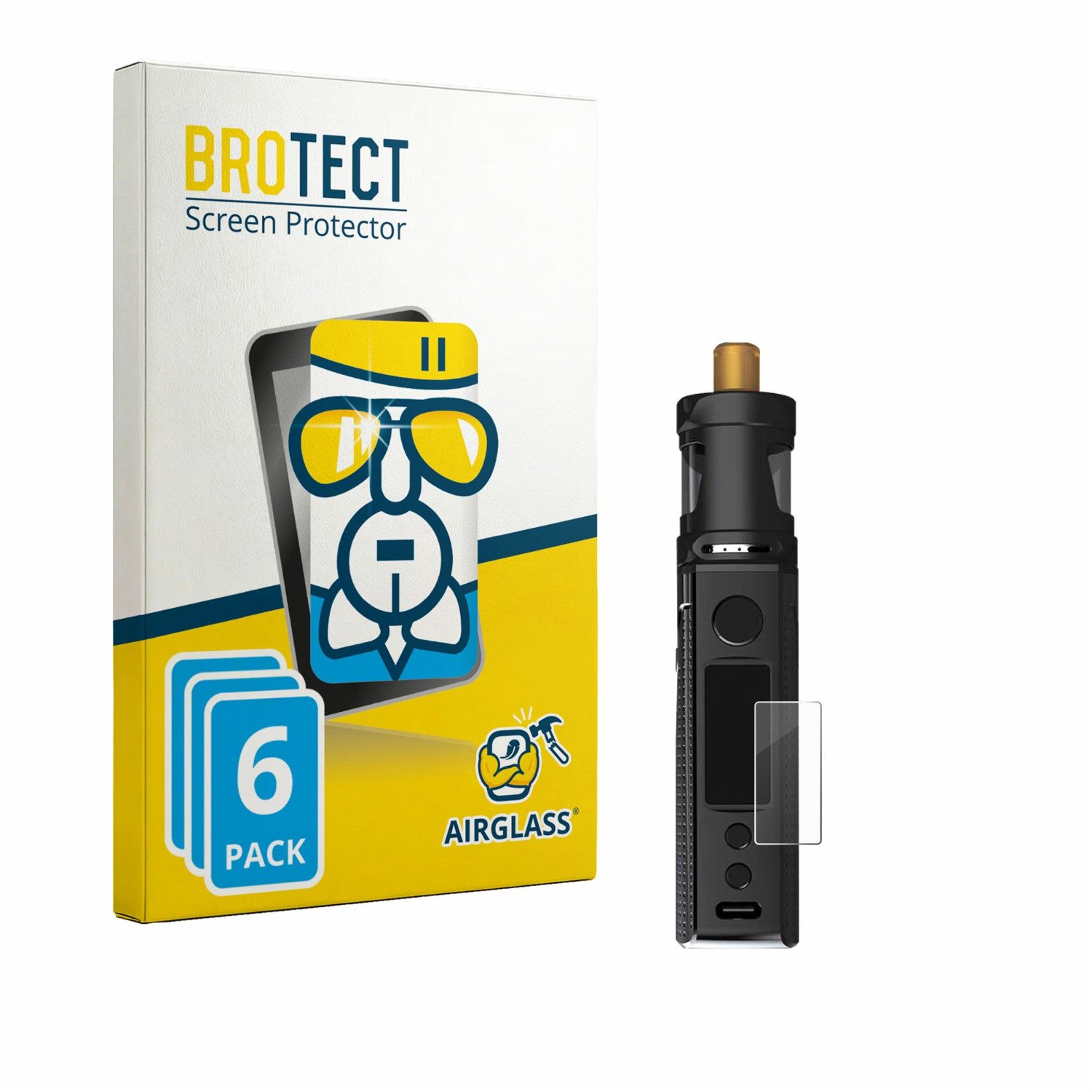 BROTECT Displayschutzglas Folie für Innokin LiMAX Kit, 6 Stück, Schutzfolie Glas Panzer Display Schutz klar