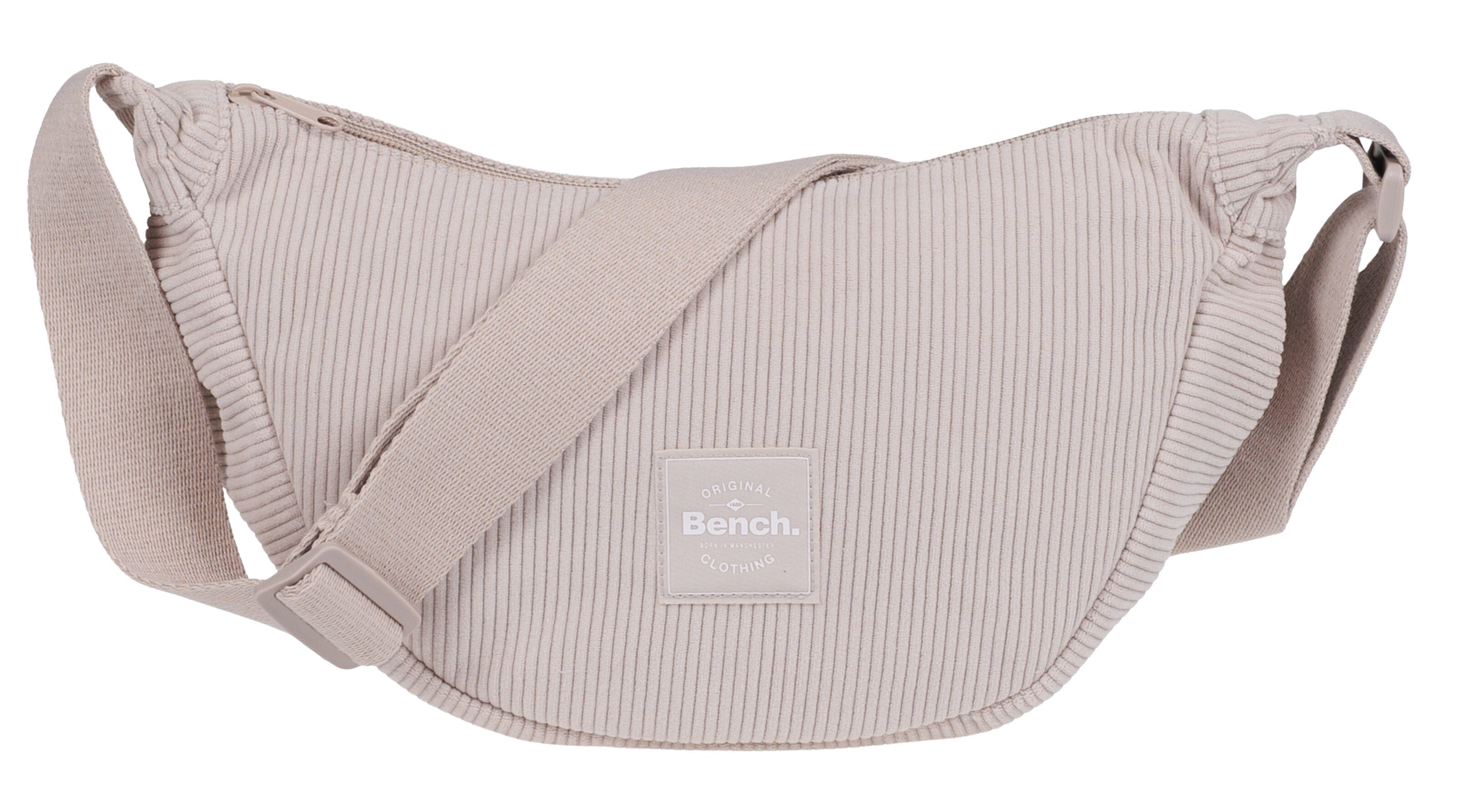 Bench. Handtasche Crossbag Moon Bag Schultertasche Slingbag Medium, Damentasche Damen Freizeittasche Mond Form Cord 64230 + Etui