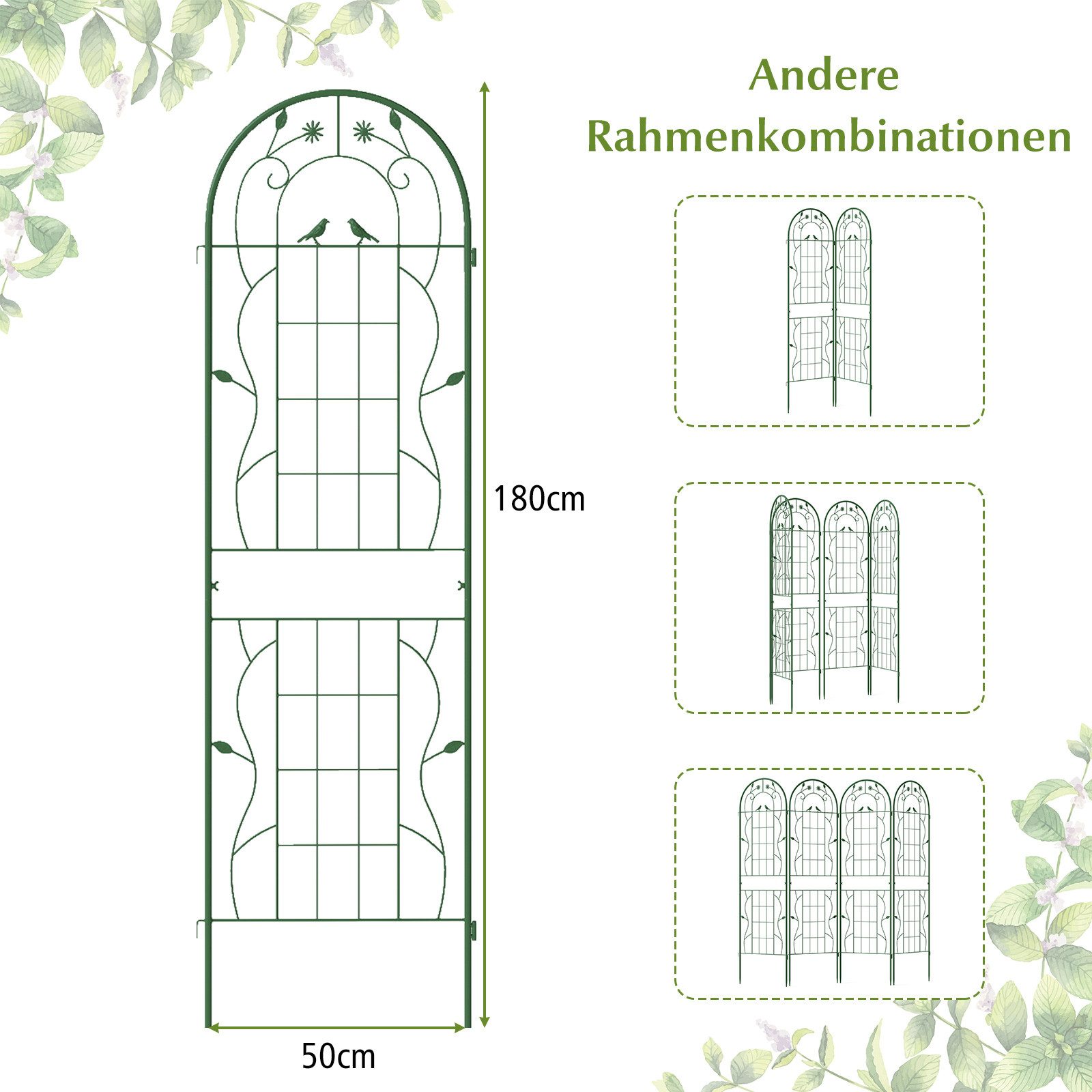 Thumbnail - COSTWAY Gartenzaun, für Kletterpflanzen, Metall, 180x50 cm, 4 Zaunelemente