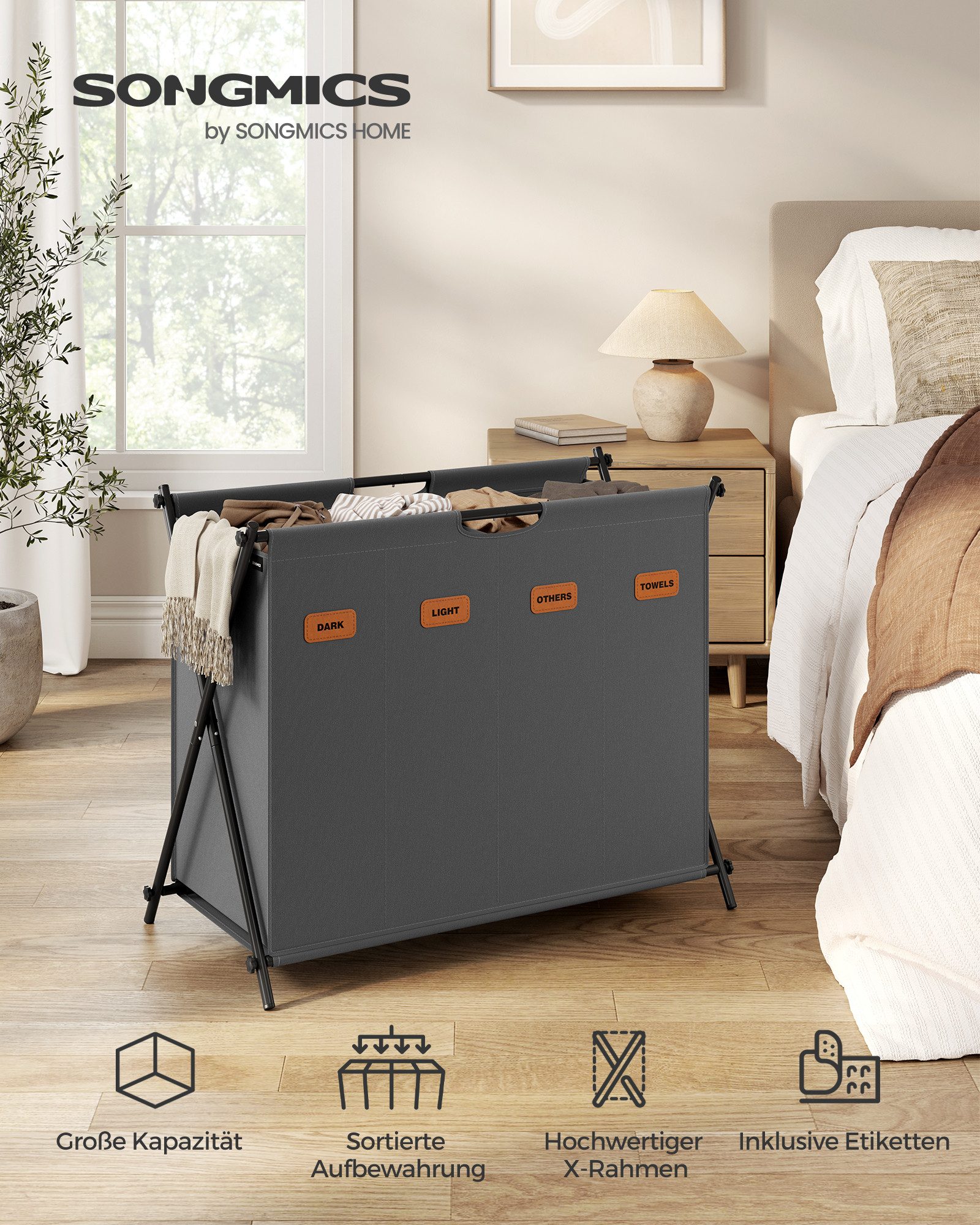 SONGMICS Wäschekorb, Wäschesammler 155 Liter, Wäschebox, klappbares X-Geste günstig online kaufen