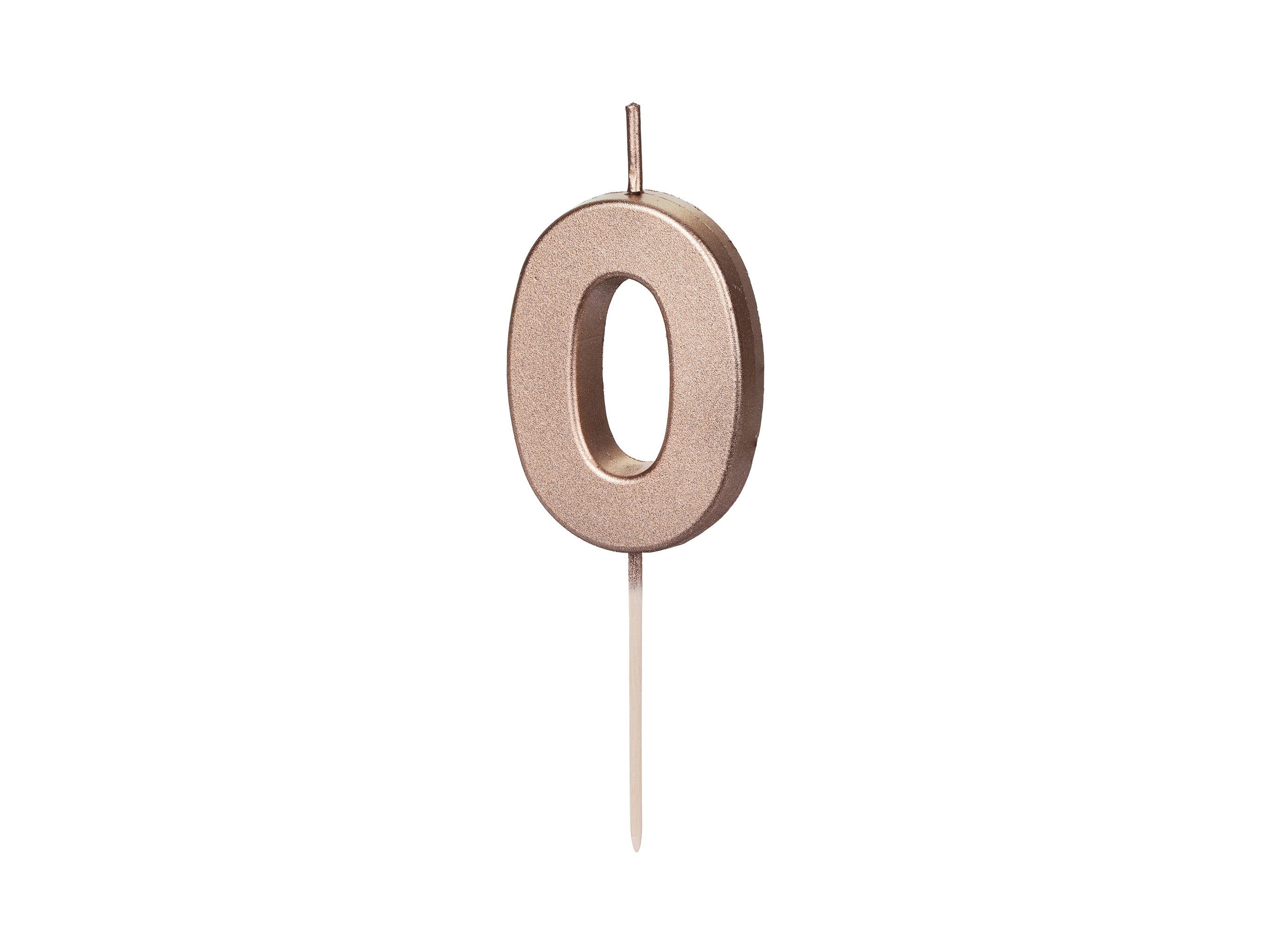 partydeco Geburtstagskerze, Geburtstagskerze Zahl 0 Zahlenkerze 4,5cm Rosegold