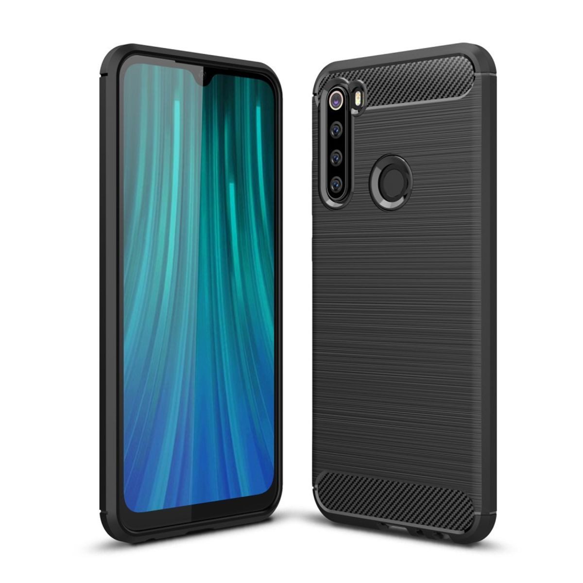König Design Handyhülle Xiaomi Redmi Note 8, Xiaomi Redmi Note 8 Handyhülle Carbon Optik Backcover Grau