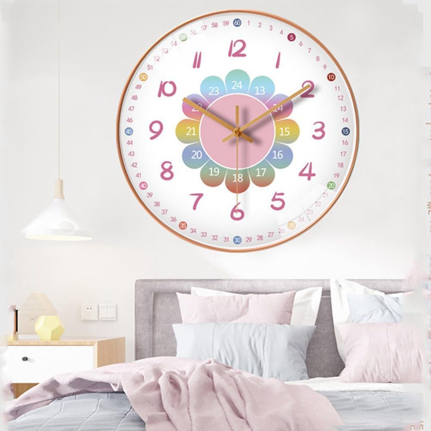 Luckice Wanduhr Kinder Wanduhr Kinderzimmer Wanduhr leise und nicht tickend (ohne Ticken.20 cm Quartz geräuschlos Zimmer Jungen Mädchen 8 Zoll)