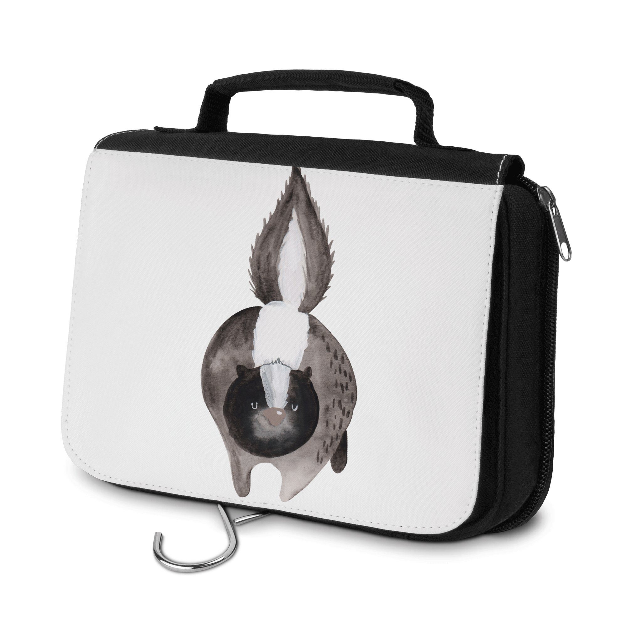 Mr. & Mrs. Panda Kulturbeutel Stinktier Angriff - Weiß - Geschenk, wütend, Schminktasche, Kosmetikt (1-tlg) | Kulturbeutel