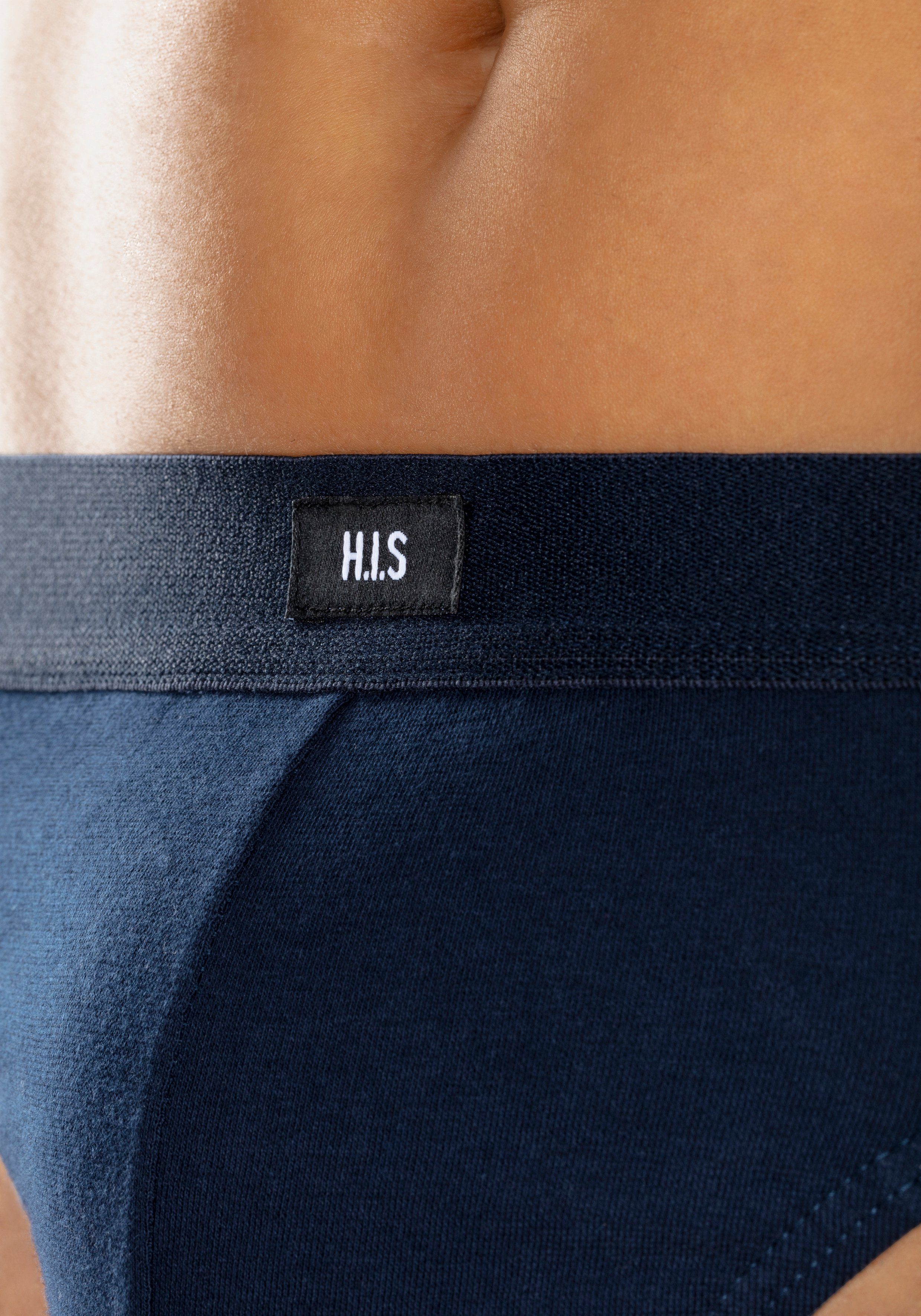 vorn grau-meliert, mit H.I.S Slip schwarz (Packung, Logo marine, 3-St) H.I.S