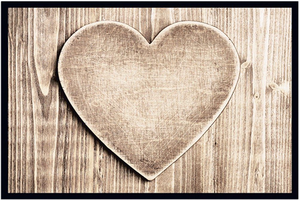 matches21 HOME & HOBBY Fußmatte Türmatte Landhaus Holz-Optik in 40x60 cm als Fussabtreter, rechteckig, Höhe: 5 mm, Rutschfester Türvorleger für innen als waschbare Schmutzfangmatte