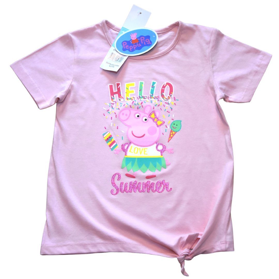 Rosa Pig T-Shirt Peppa aus Baumwolle Kurzarmshirt Peppa Wutz Mädchen