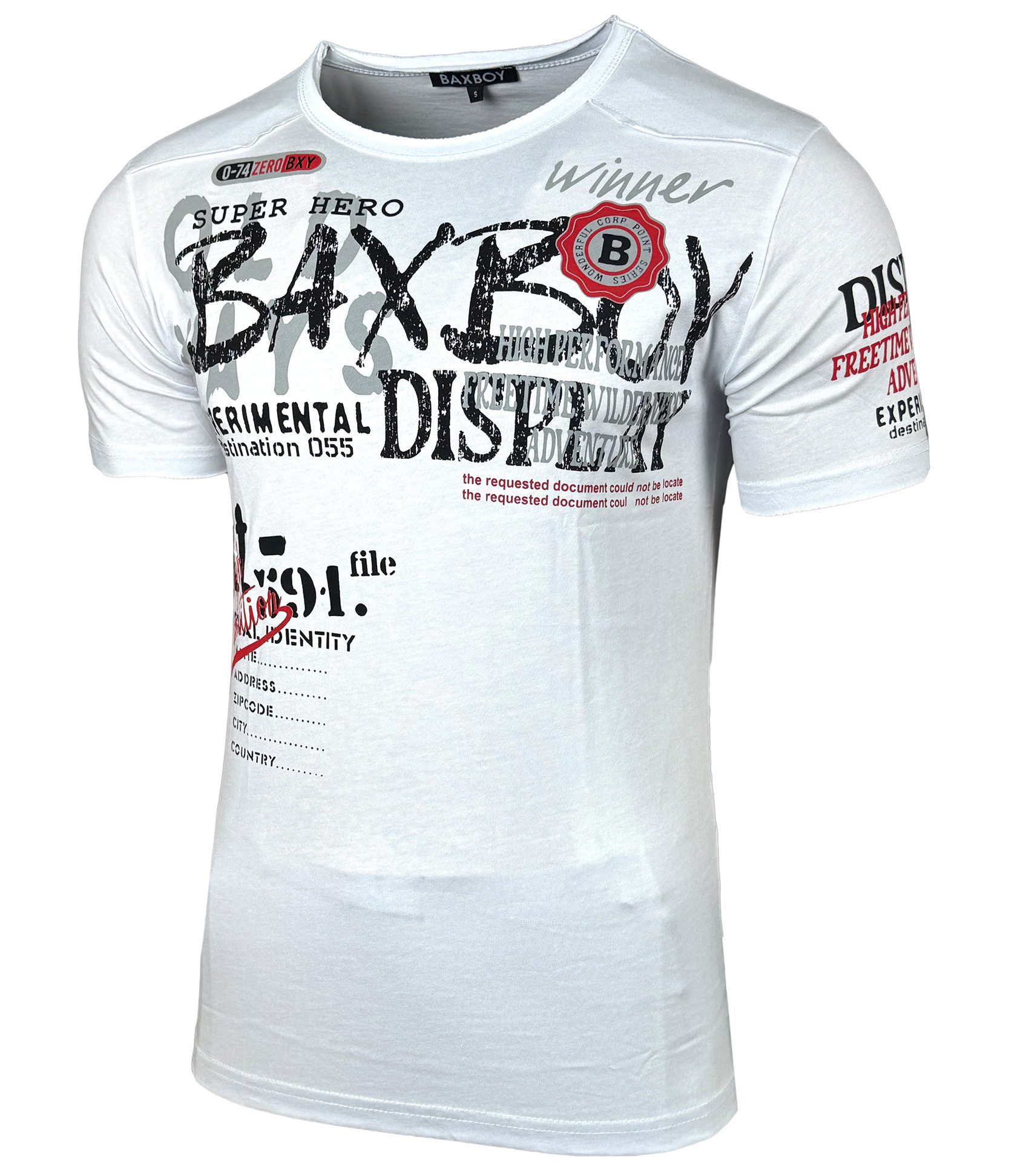 Baxboy T-Shirt Baxboy Moderner Männer Kurzarm Verwaschen Used Look TShirt B-147