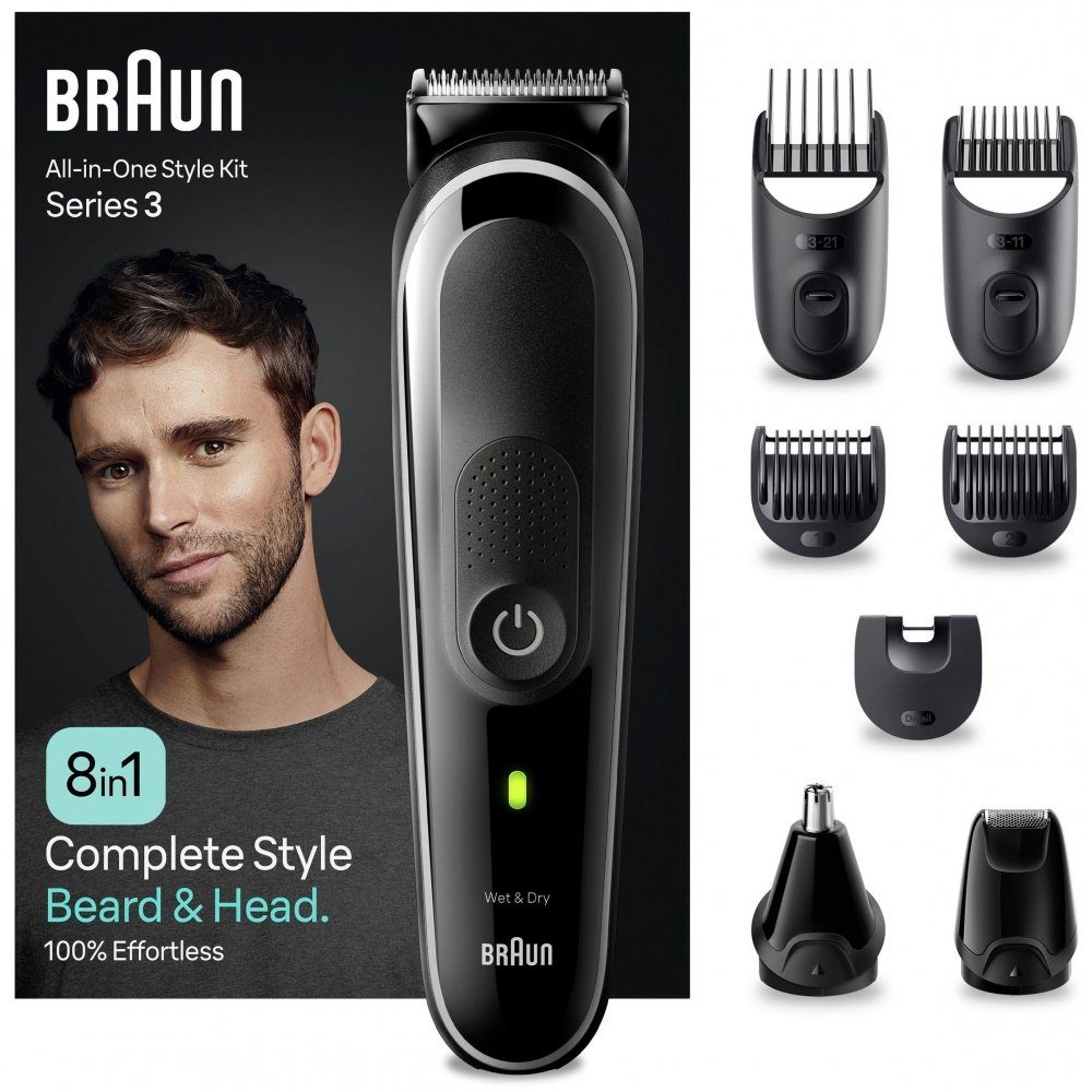 Multi-Grooming-Kit und Haar-/ Haar- & Bartschneider Abwaschbar wasserdicht schwarz/silber, - Braun MGK3440 Bartschneider -