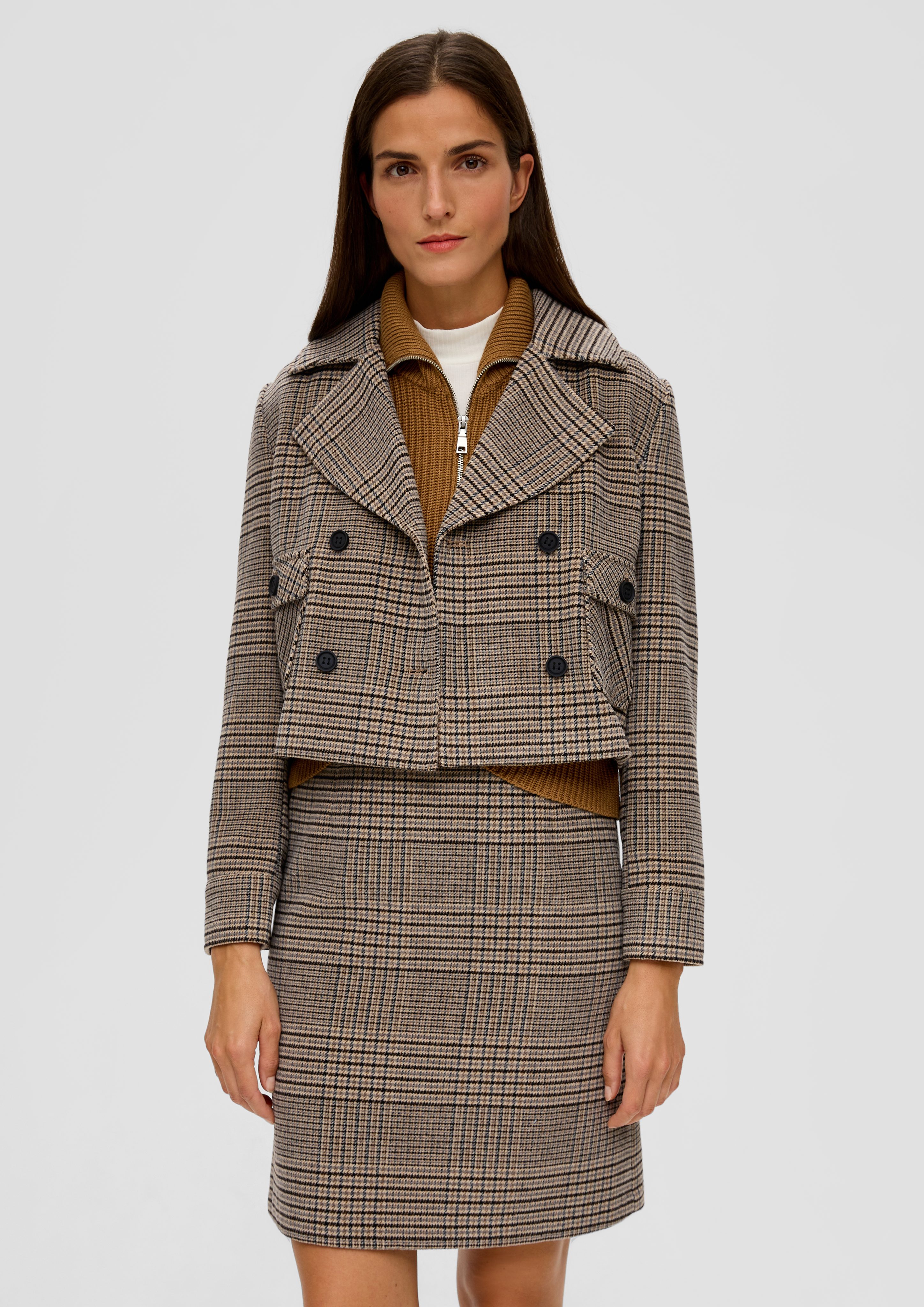 Funktionsjacke Cropped Blazer aus Wollmix