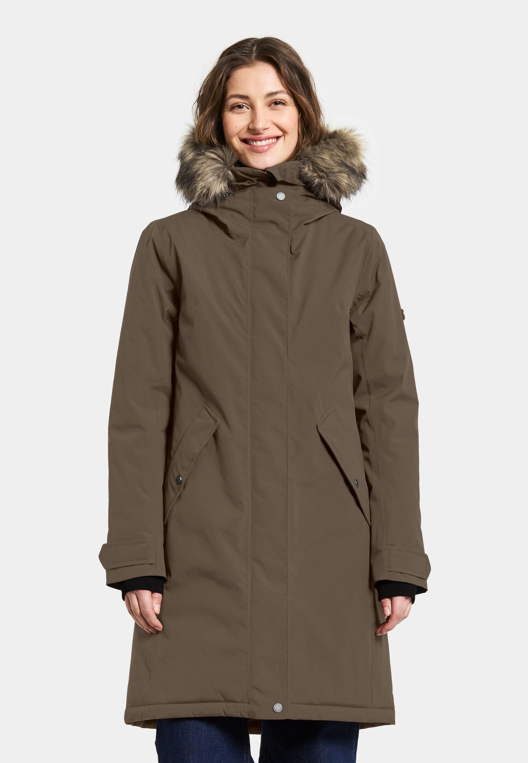 Didriksons Winterjacke Damen Wintermantel Kapuze aus Kunstfell ERNA günstig online kaufen