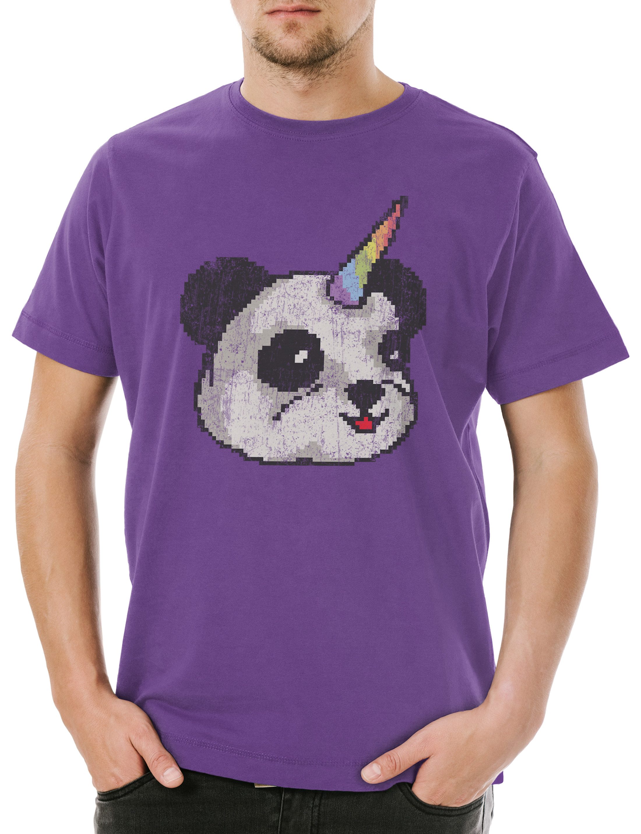 Print-Shirt Pandacorn Herren T-Shirt Einhorn Regenbogen Panda Unicorn Pandabär