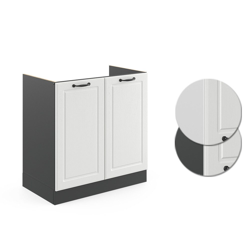 Vicco Unterschrank R-Line, Weiß Landhaus/Anthrazit, 80 cm ohne Arbeitsplatte (1-St)