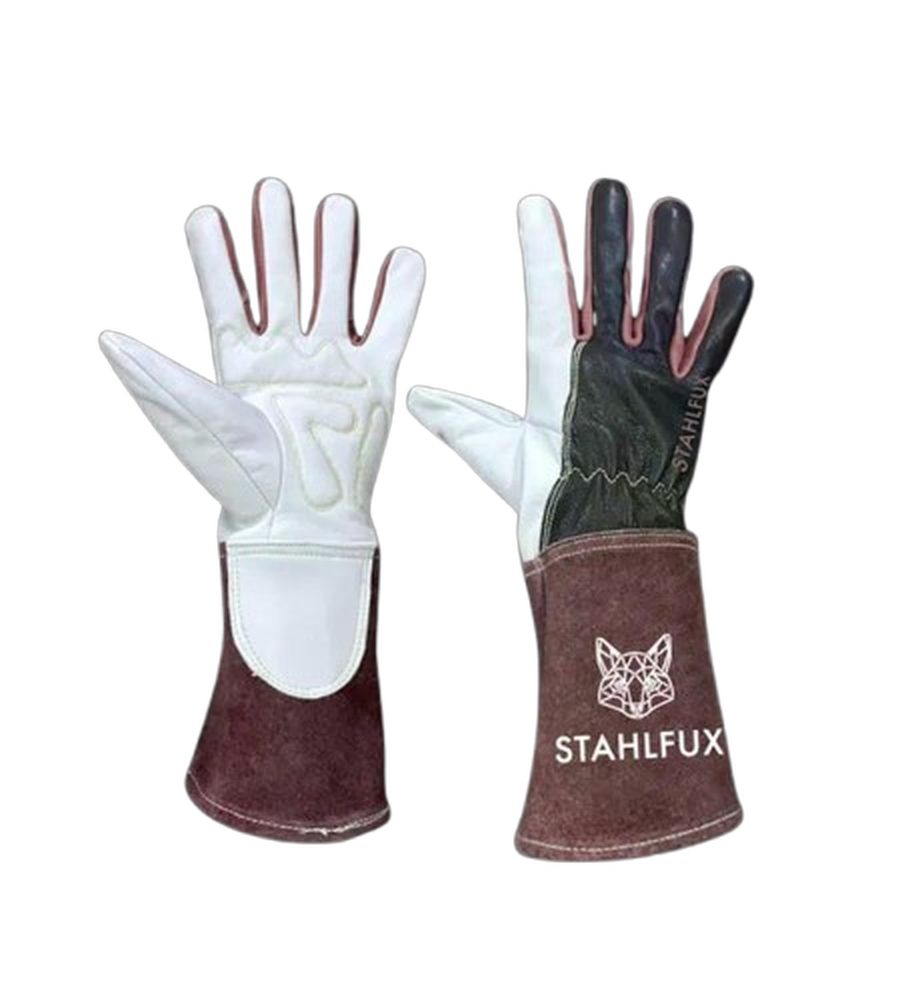StahlFux Schweißerhandschuhe Arbeitshandschuhe RustLook Edition (Spar-Set, 2-St., hitzebeständig, Premium-Qualität) schmaleren Fingern für präzises und kontrolliertes Arbeiten