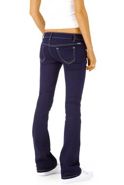 be styled Bootcut-Jeans dunkelblaue low waist Damen Jeanshosen mit ausgestelltem Bein j43kw 5 pocket, low waist