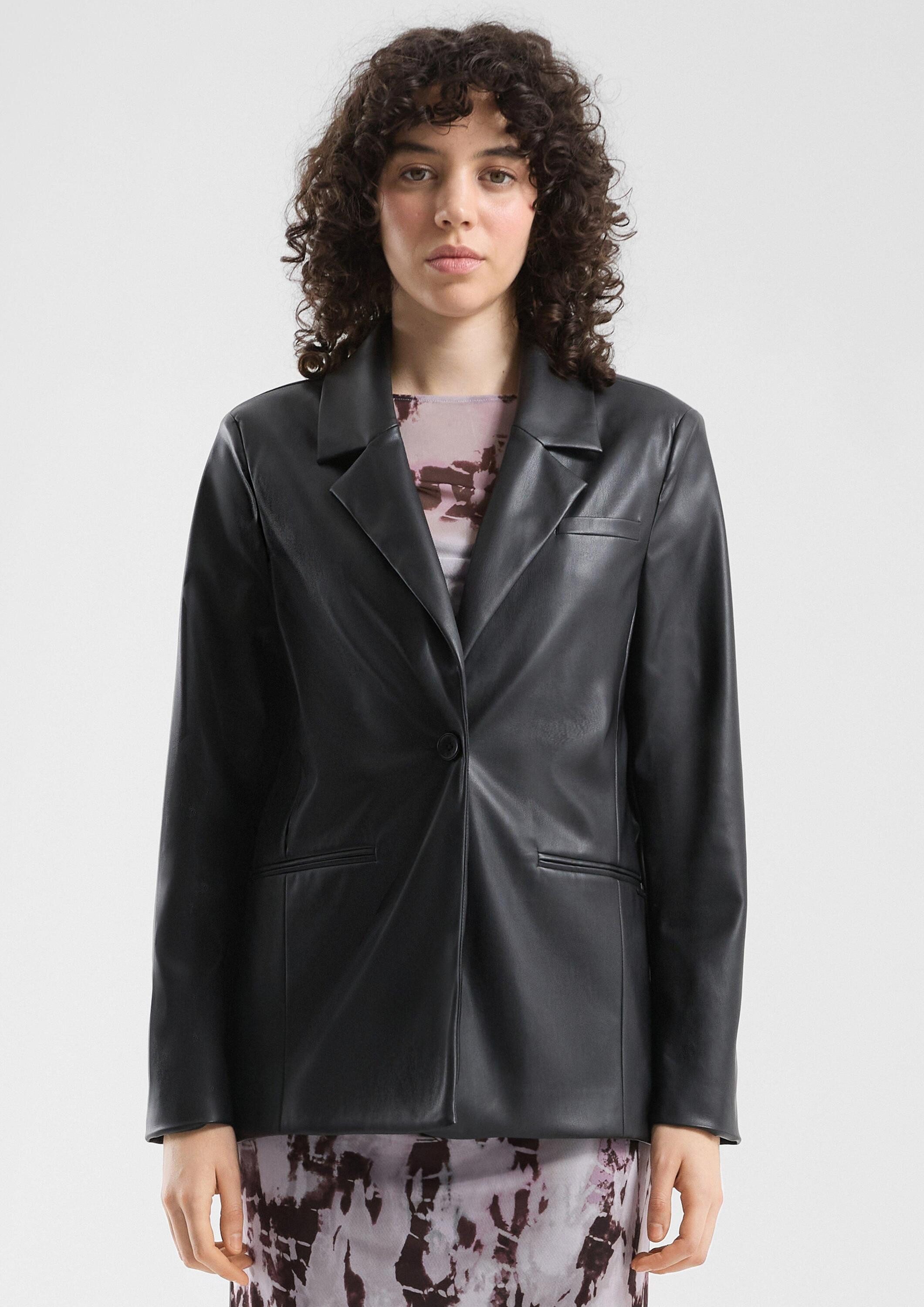 QS Jackenblazer Indoor-Blazer Blazer in Leder-Optik