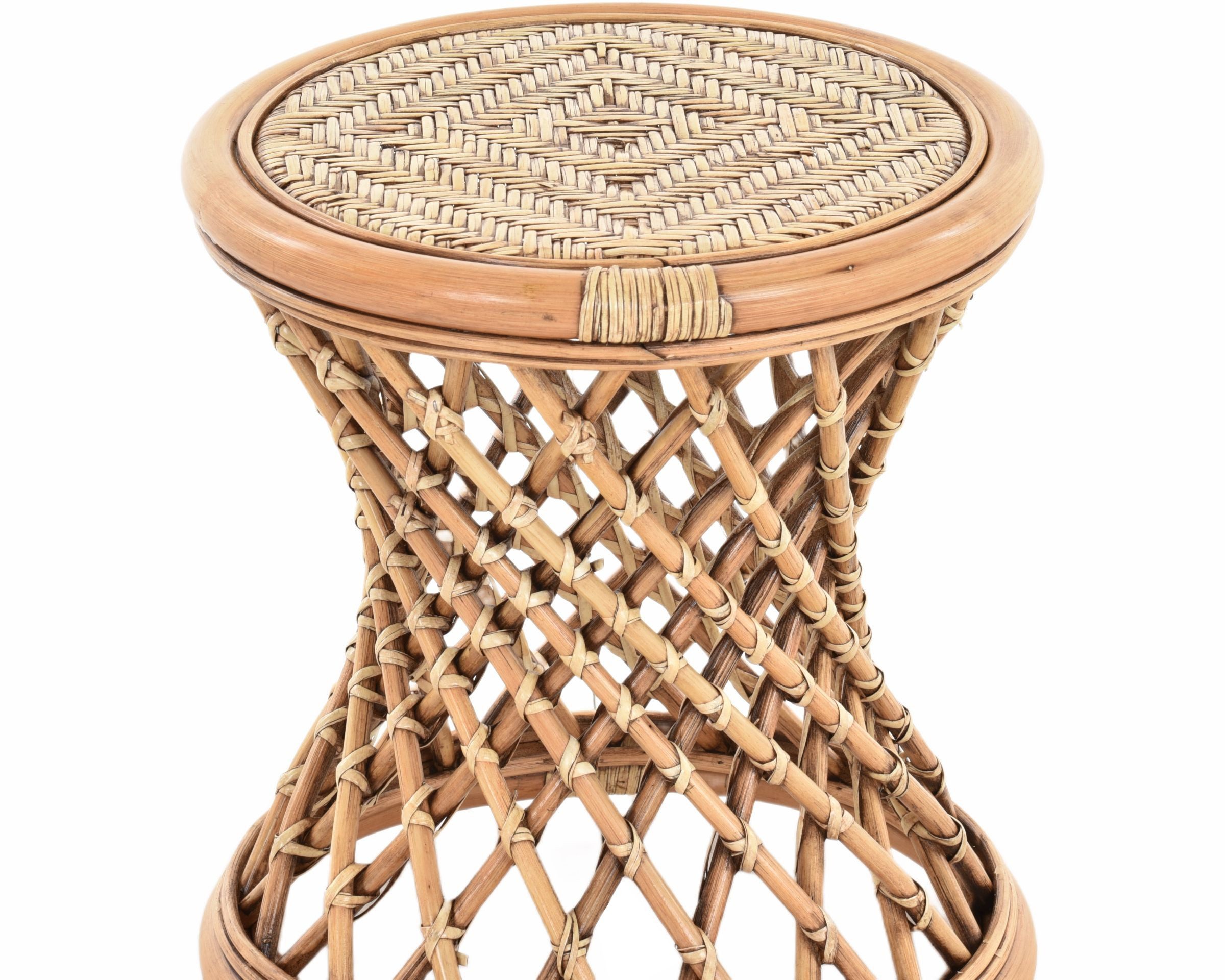 Krines Home Fußhocker Rattan Hocker Sitzhocker Rattanhocker Blumenhocker Schemel Badhocker, geflochten – Bild 3 von 5