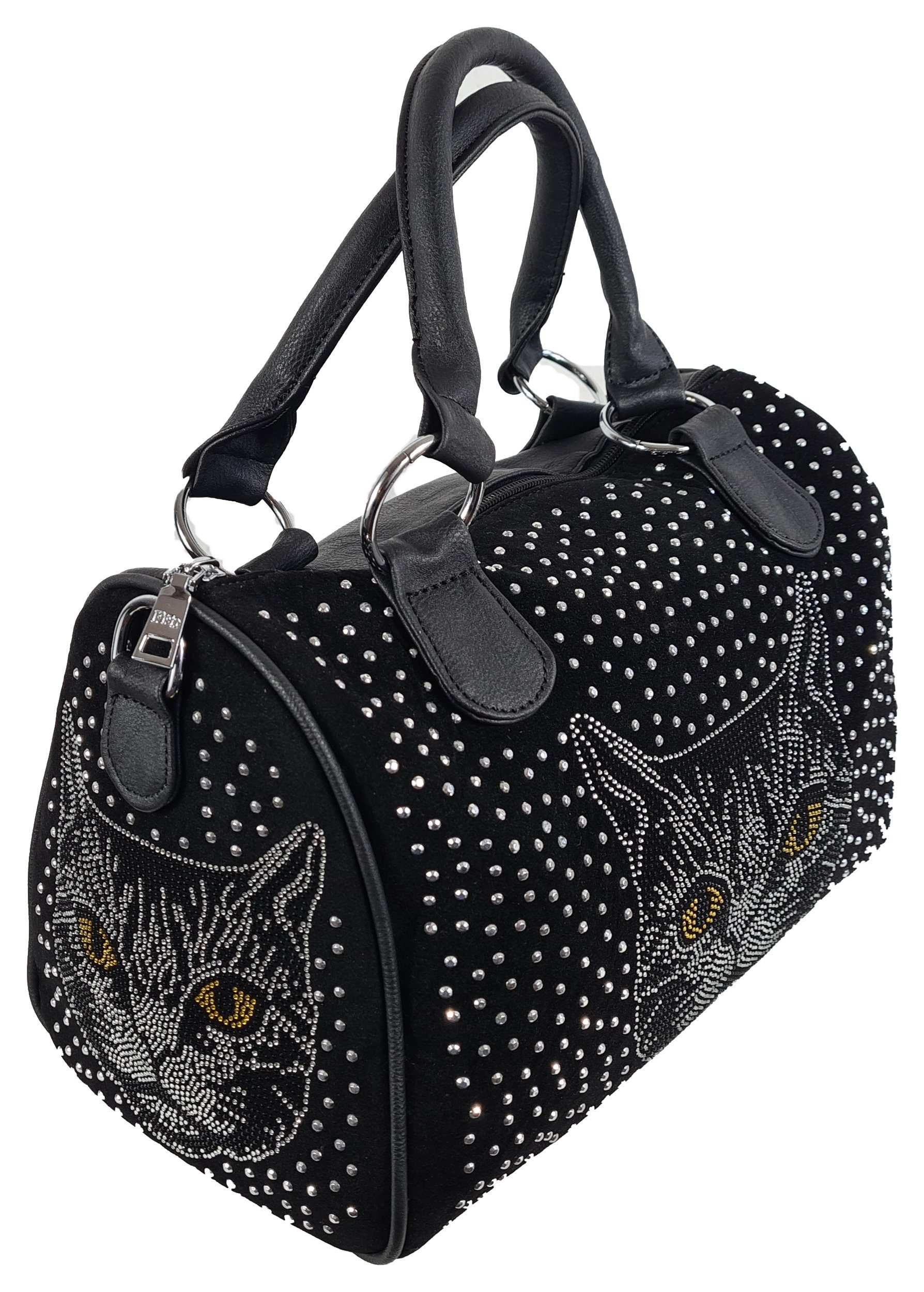 Einkaufszauber Handtasche Handtasche Katze Bowlingbag Strass, Katze aus Str günstig online kaufen