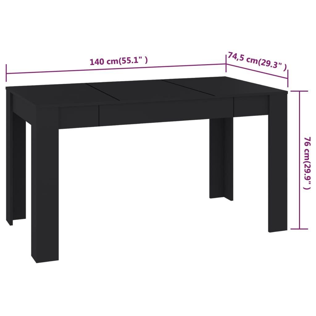 Schwarz cm furnicato Esstisch (1-St) Holzwerkstoff 140x74,5x76