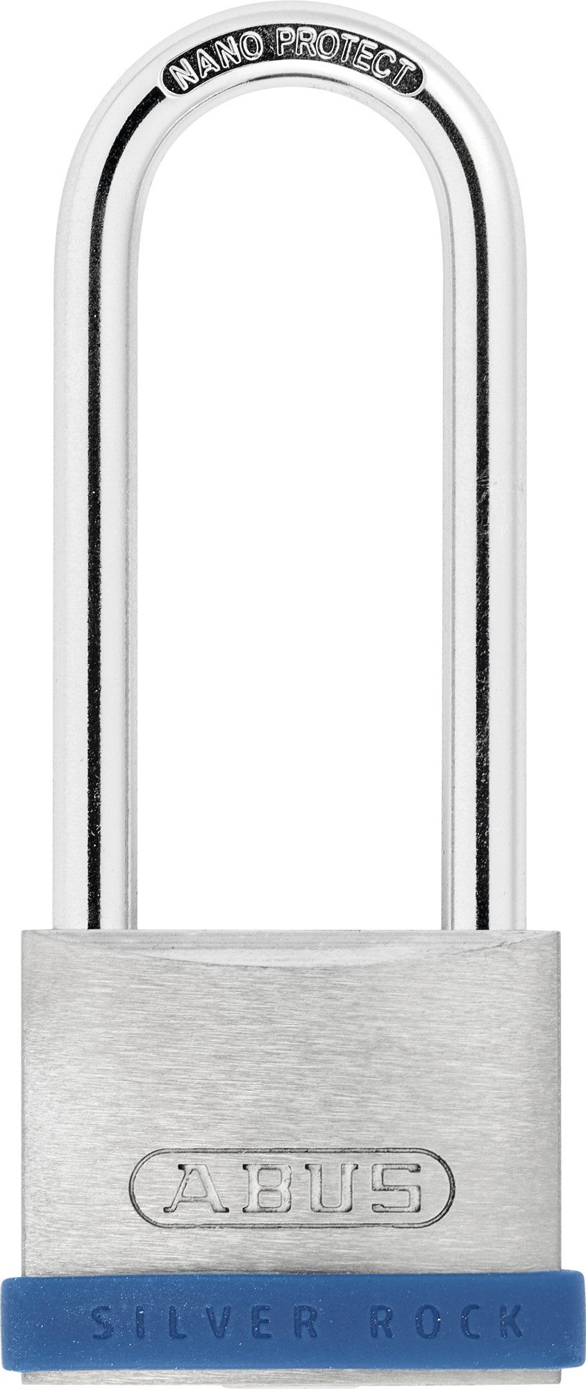 ABUS Vorhängeschloss Vorhangschloss 5/40HB63 Silver Rock™ gl., Massives Zink, Silikonrahmen, Sicherheitsklasse 5, 5-Stift Präzisionszylinder, für den Innenbereich, hoher Bügel
