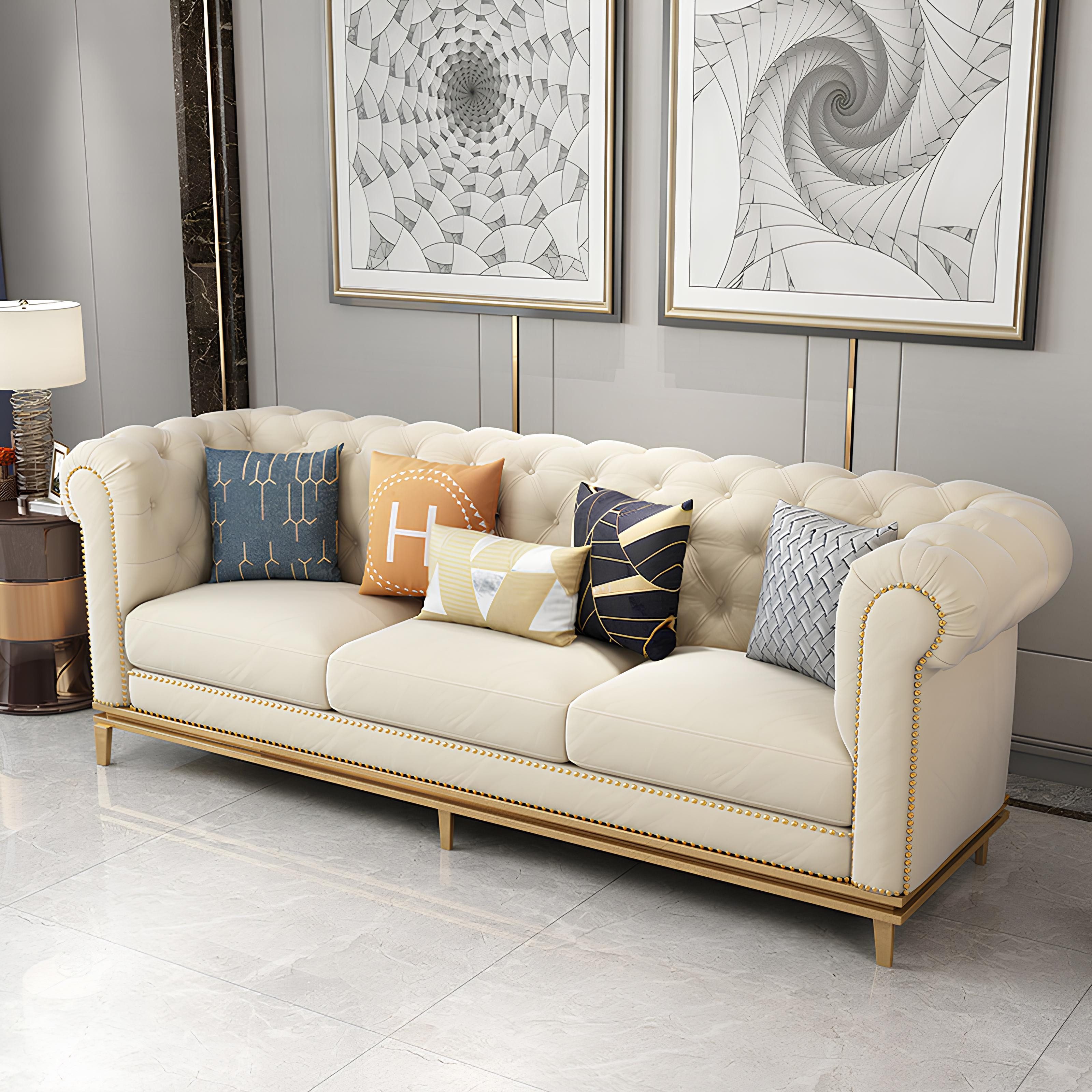 Xlmoebel 3-Sitzer Weißes Polstersofa mit elegantem Design für stilvolle Wohnräume, Hergestellt in Europa