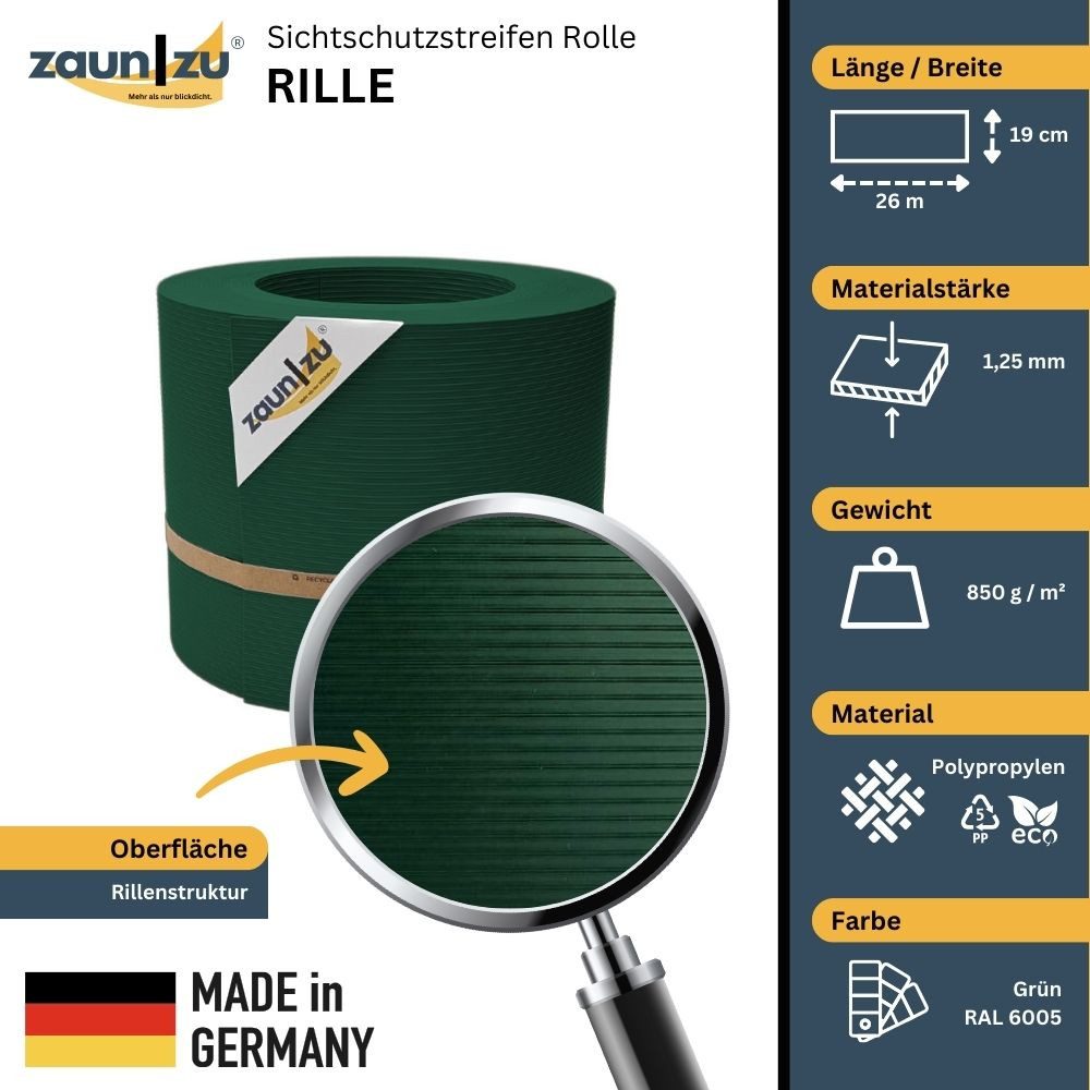 zaunzu Sichtschutzstreifen Rille PP für Doppelstabmatten günstig online kaufen