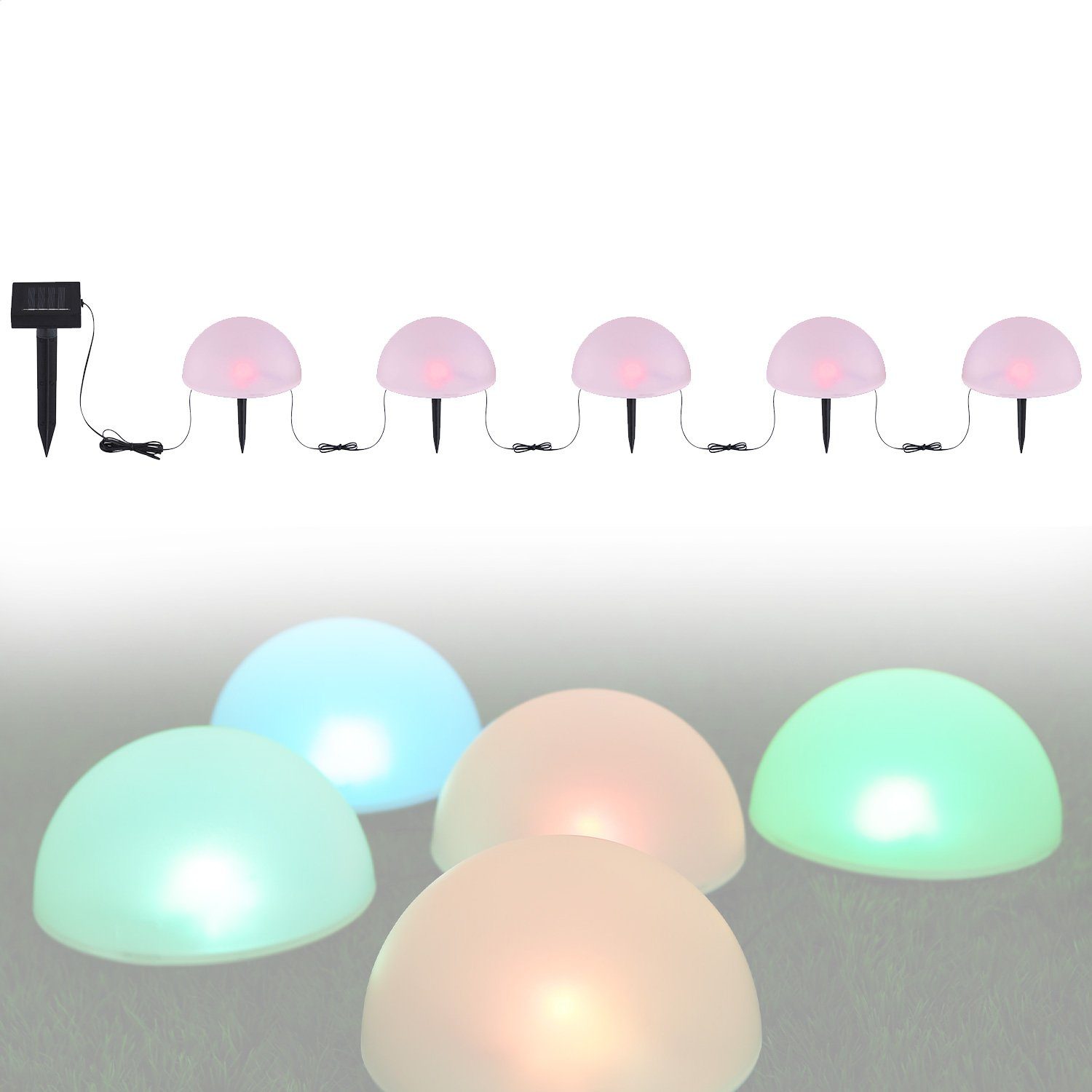 bmf-versand LED Solarleuchte Solarleuchte Garten Halbkugel Solarlampe Außen Leuchte Solar mit, Gartendeko, Solarkugeln, Außenlampe, LED fest integriert, bunt, Gartenbeleuchtung