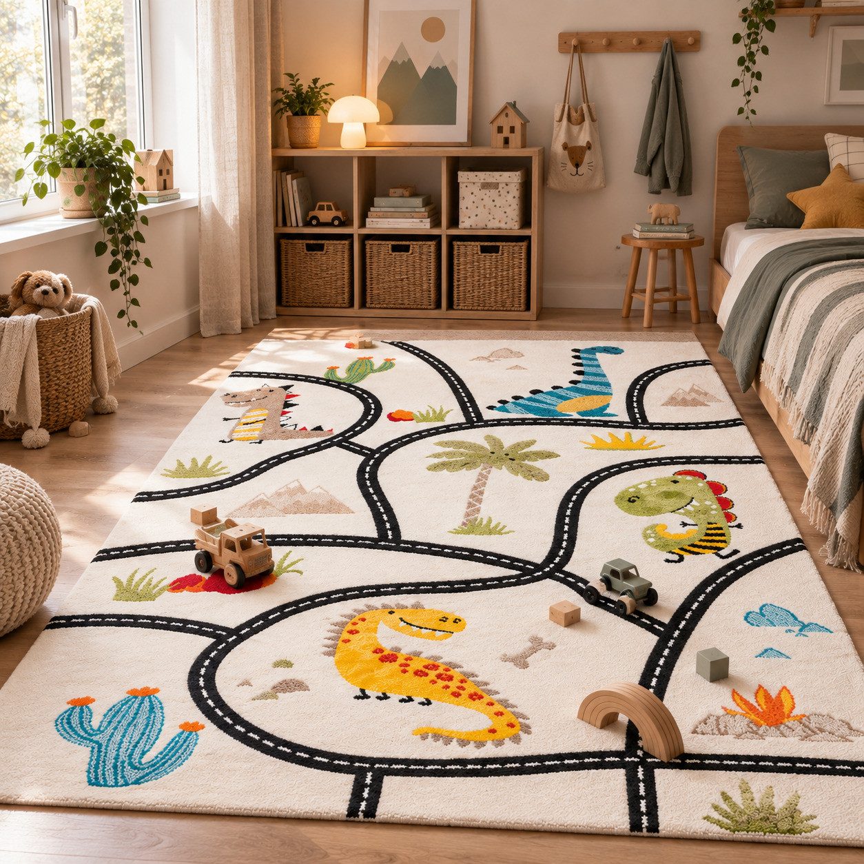 Pergamon Kinderteppich Kinder Teppich Maui Kids Dino Straßenteppich, Rechteckig, Höhe: 13 mm
