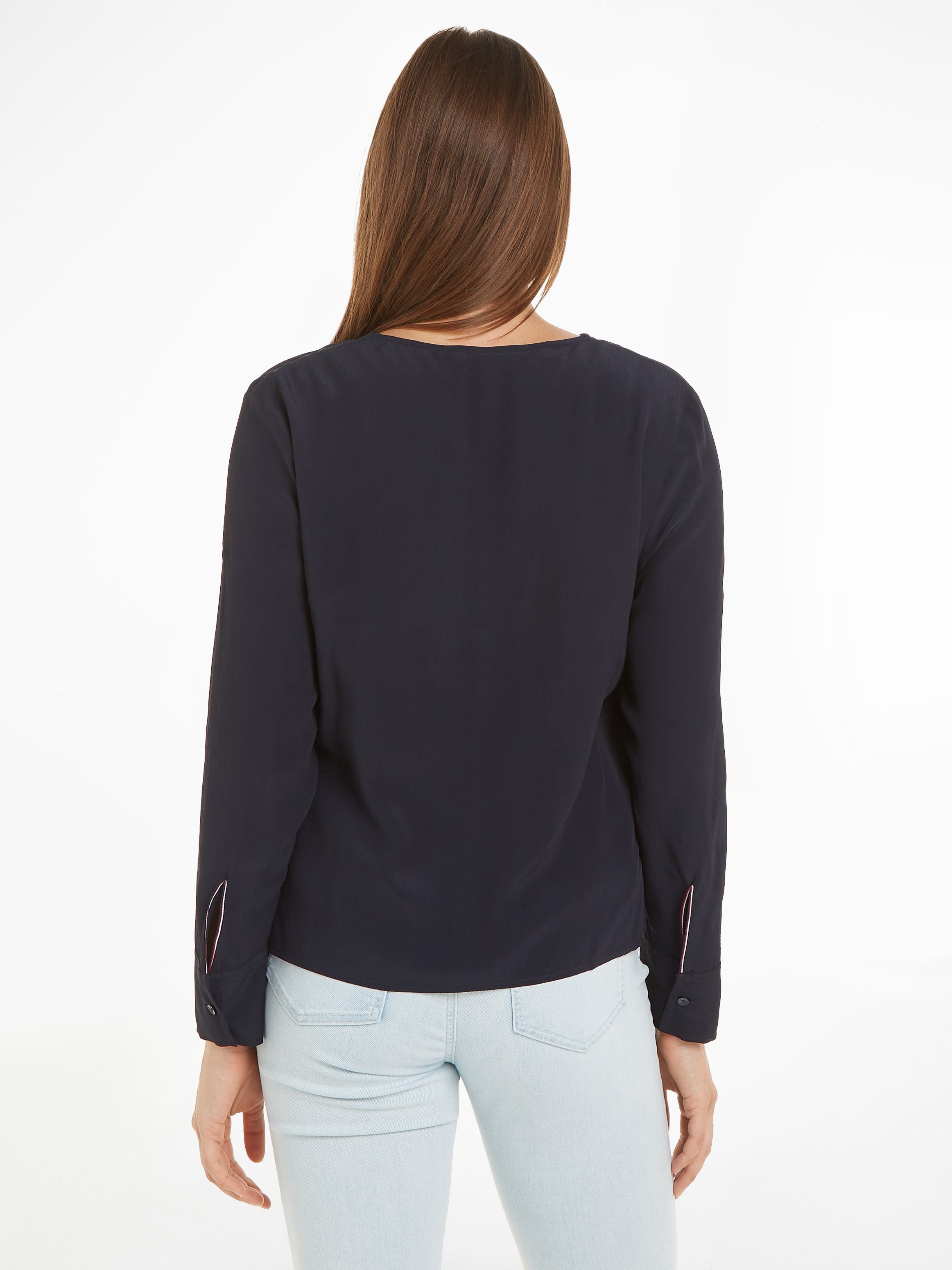 Tommy Hilfiger Langarmbluse VISCOSE CREPE V-NECK günstig online kaufen