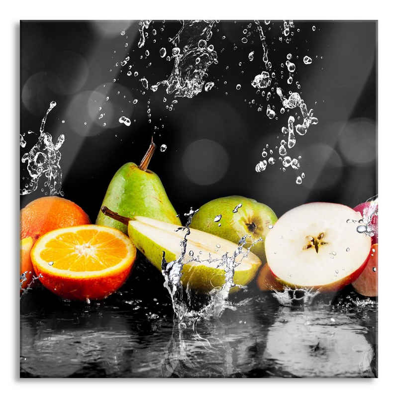 Pixxprint Glasbild Früchte im Wasser, Früchte im Wasser (1 St), Glasbild aus Echtglas, inkl. Aufhängungen und Abstandshalter