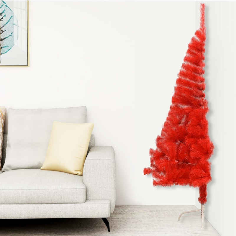 vidaXL Künstlicher Weihnachtsbaum Künstlicher Halb-Weihnachtsbaum mit Ständer Rot 120 cm PVC