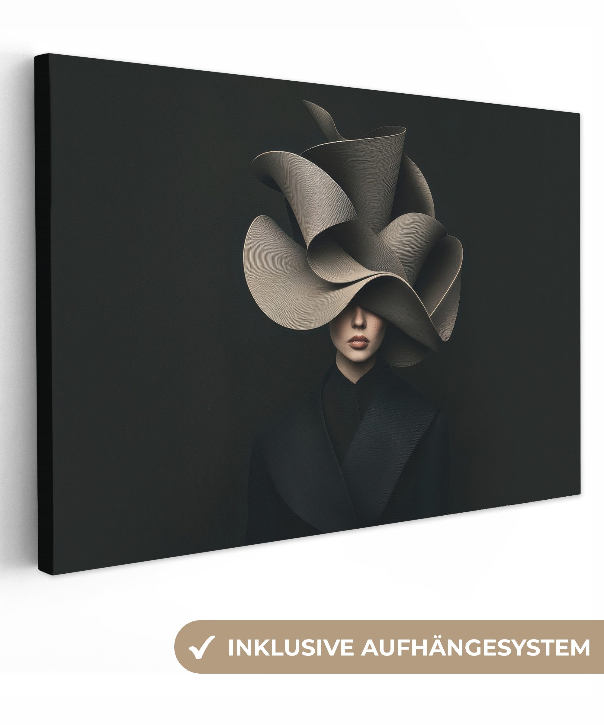 OneMillionCanvasses® Leinwandbild Schwarz - Hut - Frau, Fotodruck (1 St), L günstig online kaufen