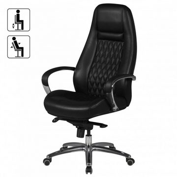 Amstyle Chefsessel SPM1.298 (Bürostuhl AUSTIN Echtleder Schwarz 120 kg), Schreibtischstuhl Hohe Rückenlehne mit Kopfstütze