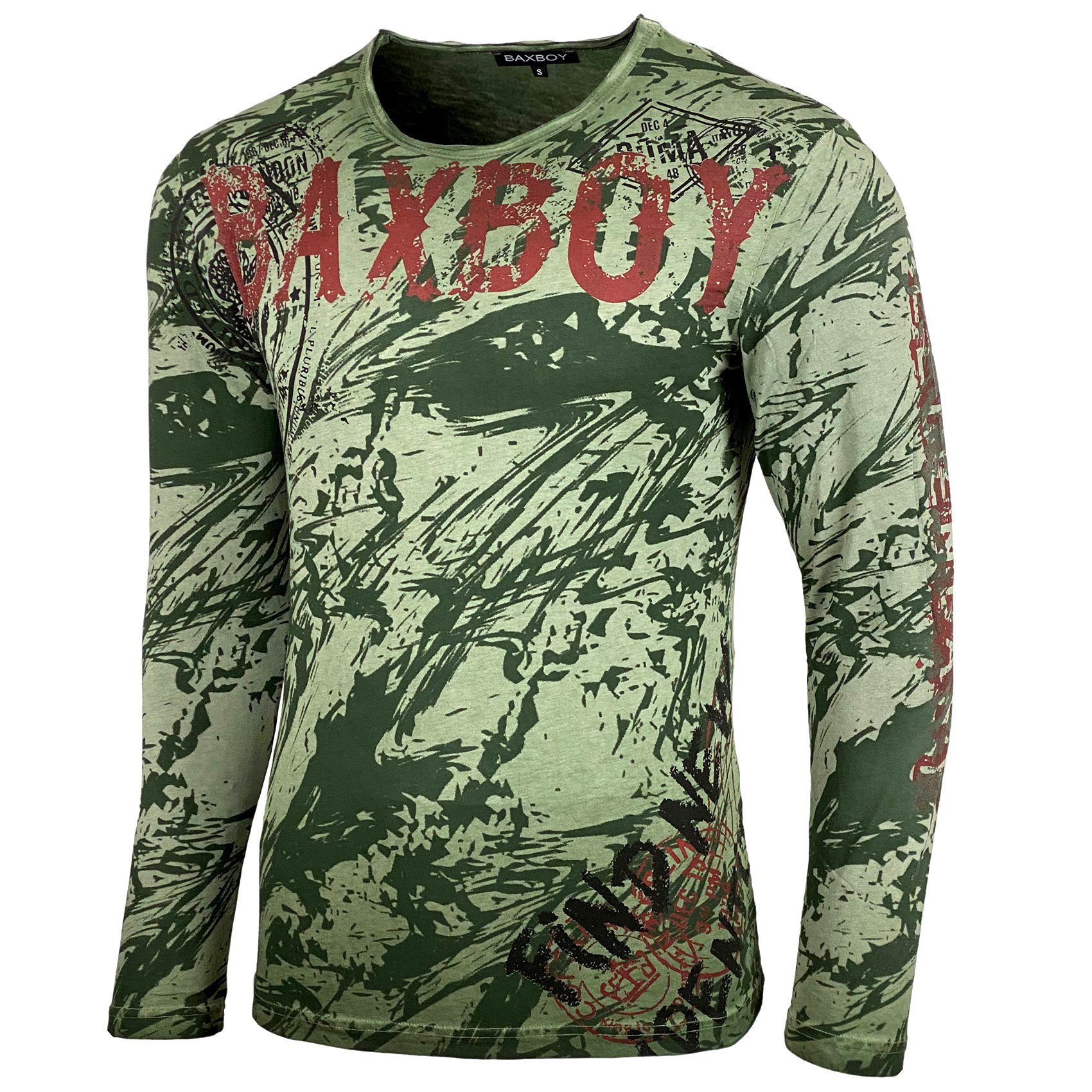 Longshirt Baxboy Herren Longsleeve T-Shirt Moderner Männer Langarmshirt B-701