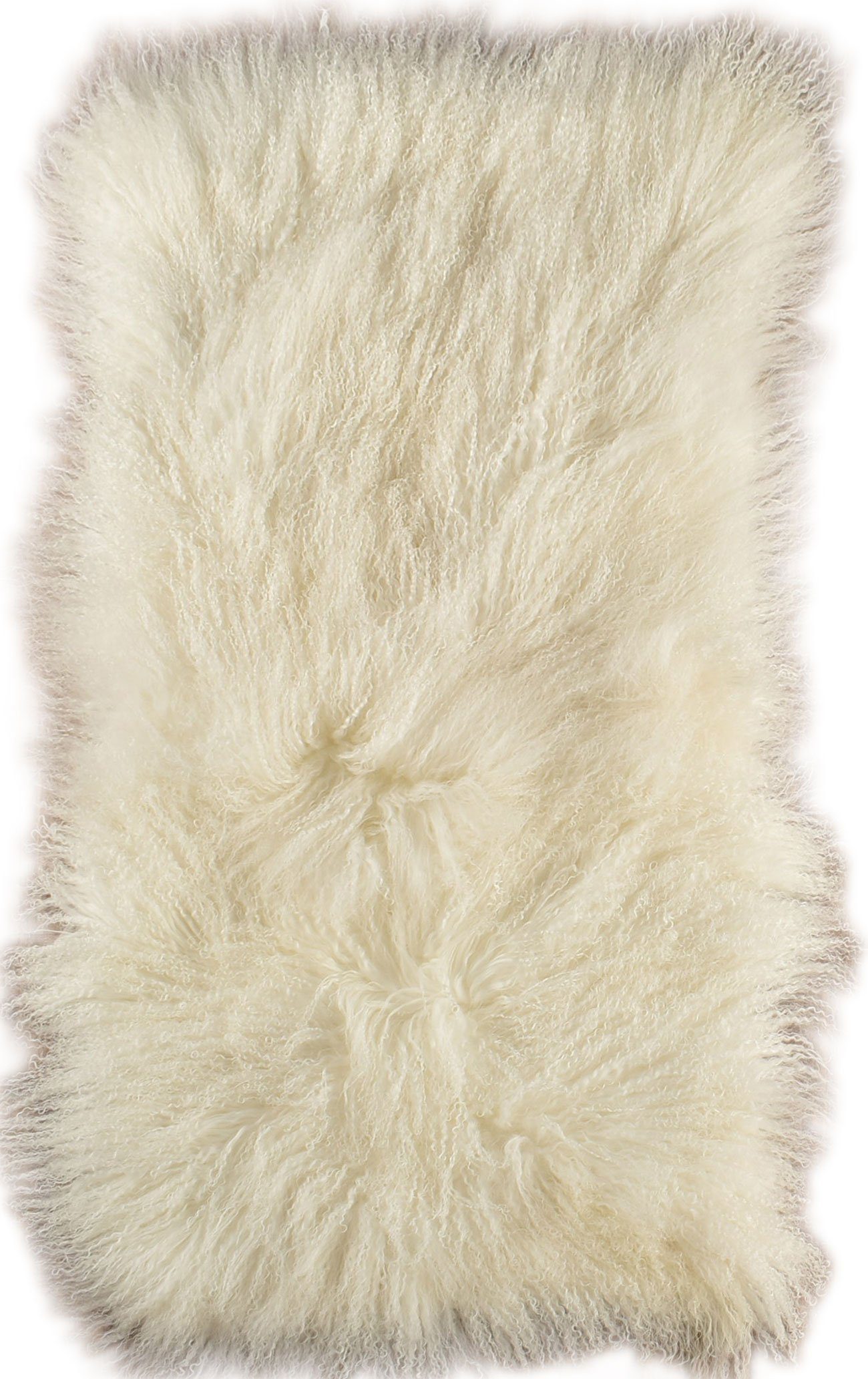 KUHFELL online & NOMAD Naturhaarbettdecke TIBET LAMMFELL PLAID DECKE ÜBERWURF 60 x 120 cm GRAU WEIß