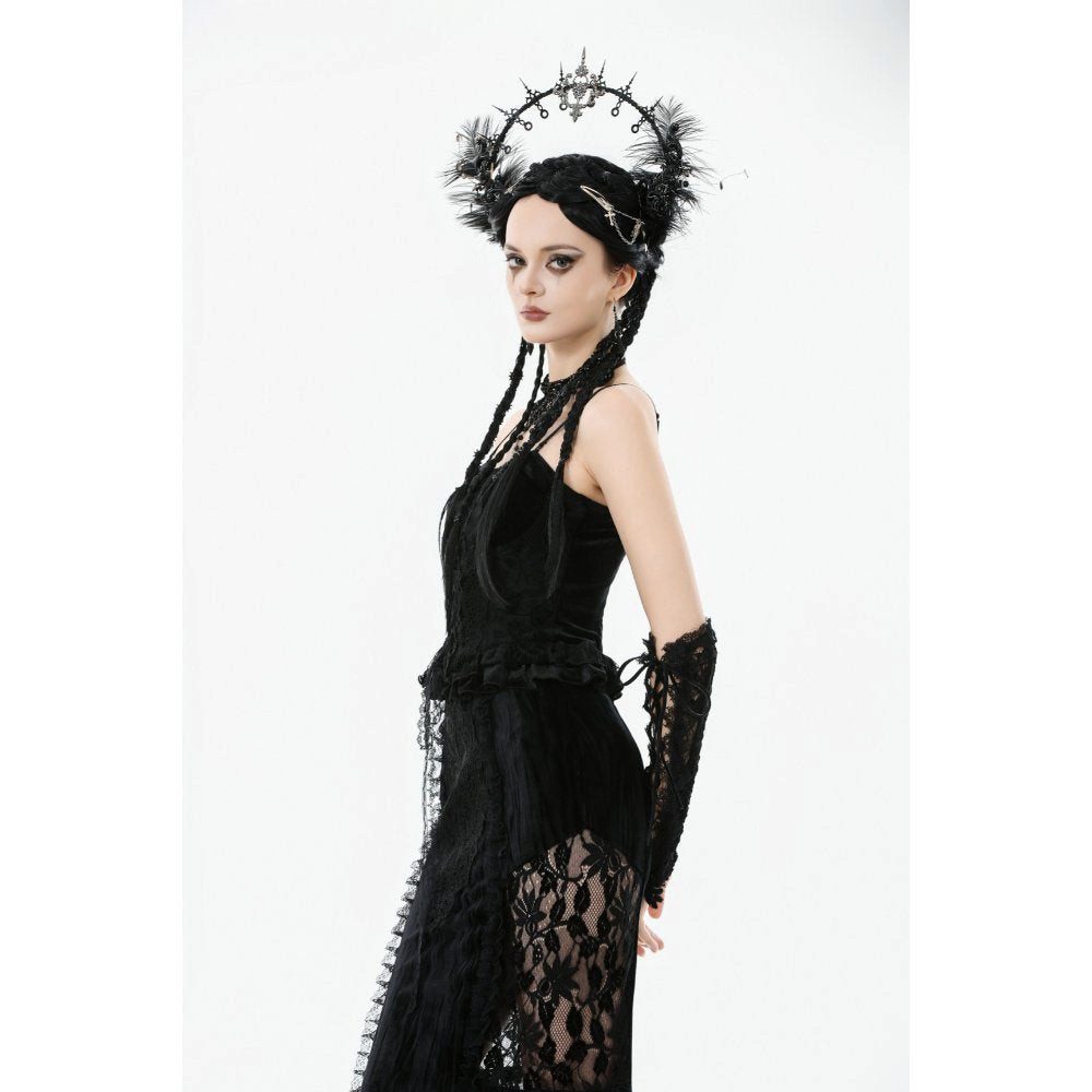 Dark in Love Rüschentop Romantisches Samt Top mit Spitze Dark in Love