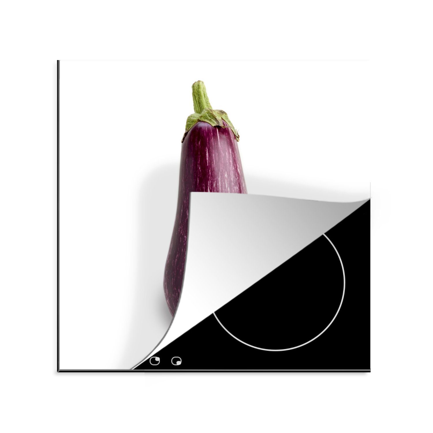 vor Vinyl, Solanum MuchoWow Ceranfeldabdeckung, weißem Herdblende-/Abdeckplatte küche cm, 78x78 Aubergine oder für melongena Hintergrund, (1 tlg), Arbeitsplatte